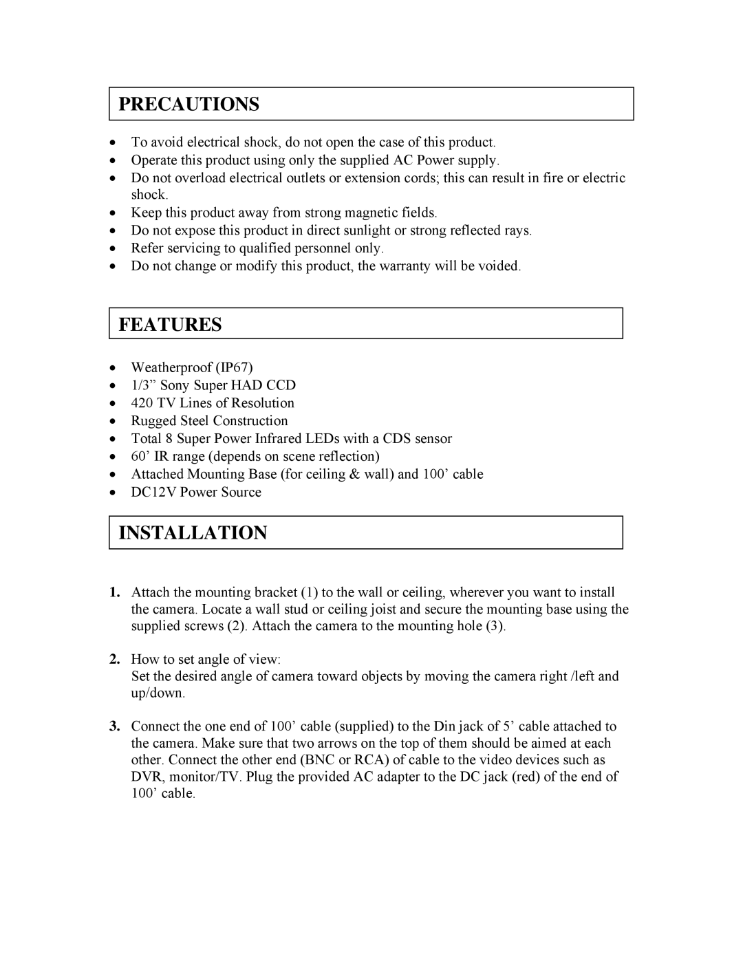 Clover Electronics RD435 instruction manual Precautions, Features, Installation 