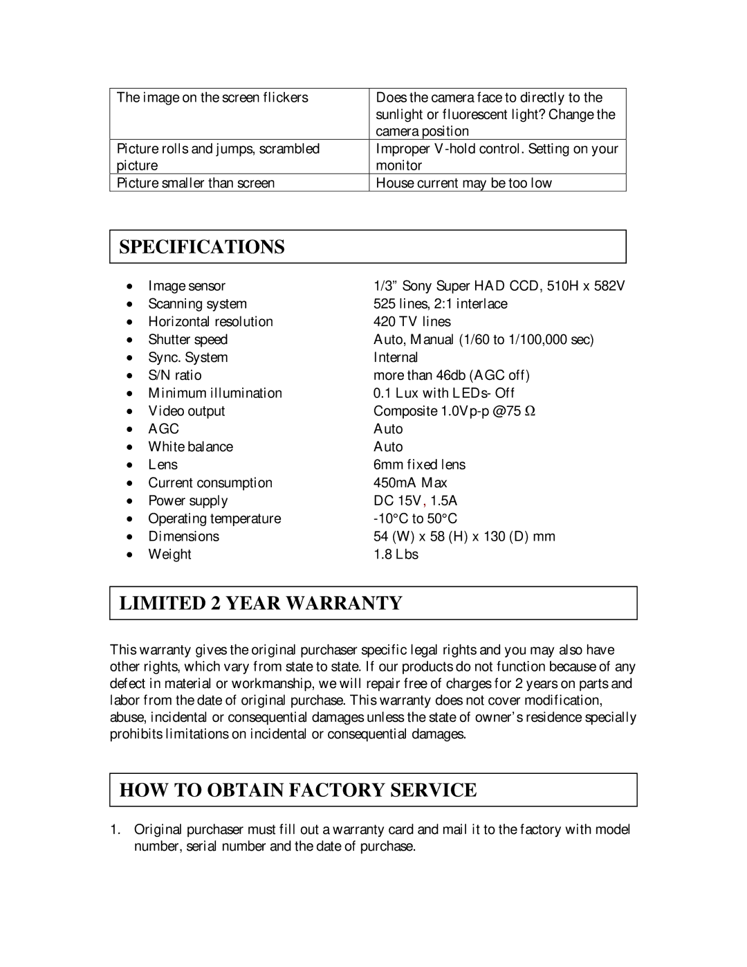 Clover Electronics RD435 instruction manual Specifications, Limited 2 Year Warranty, HOW to Obtain Factory Service 