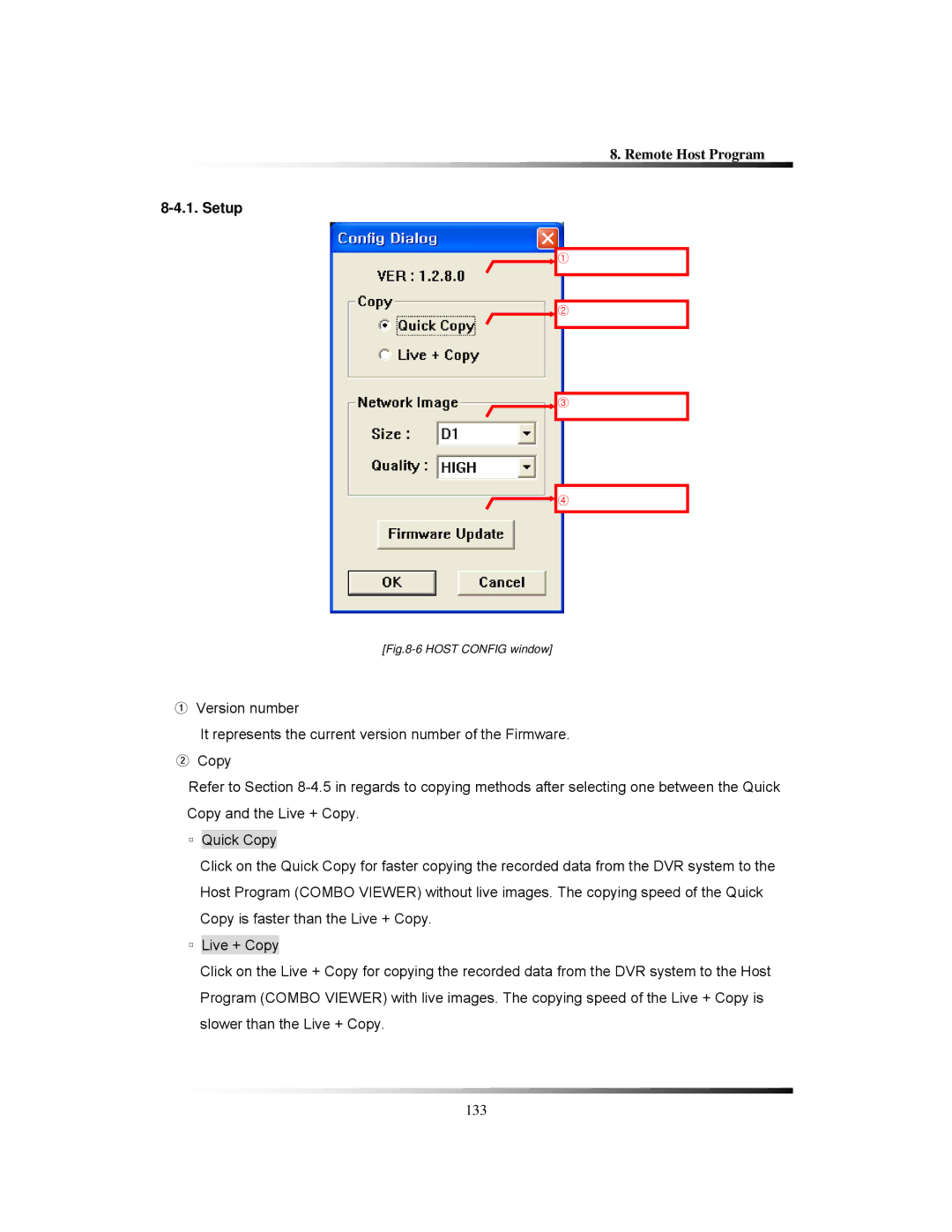 Clover Electronics TFT2288C, TFT2284C, LCD2284DVR, LCD2288DVR instruction manual Setup, Host Config window 