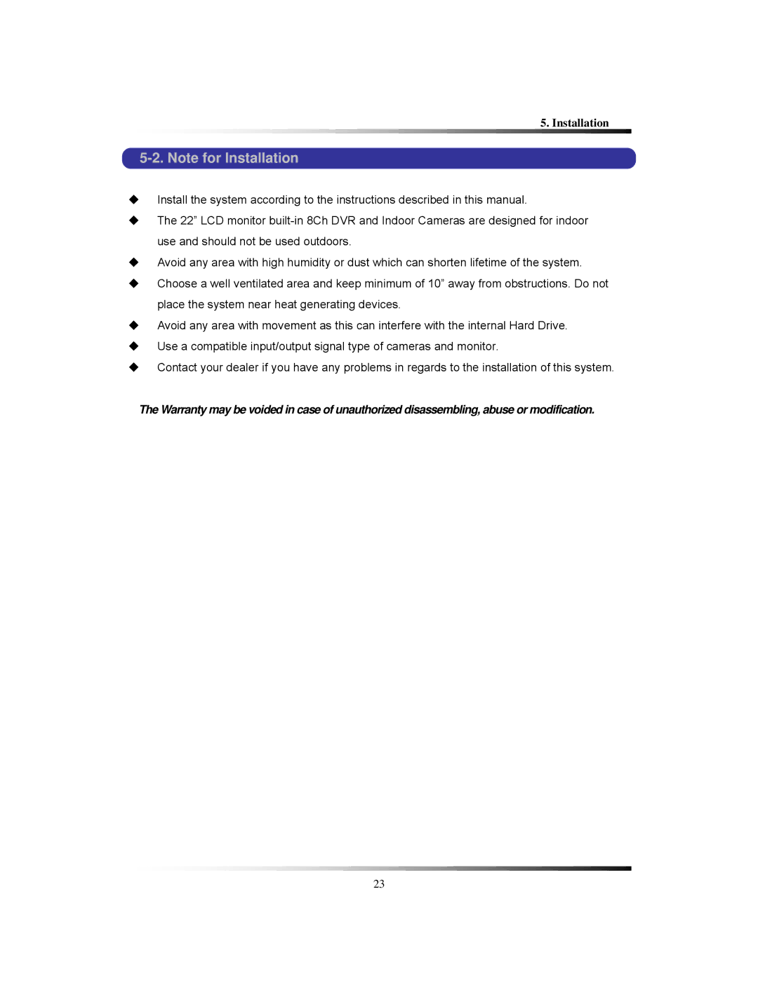 Clover Electronics LCD2288DVR, TFT2284C, TFT2288C, LCD2284DVR instruction manual Installation 