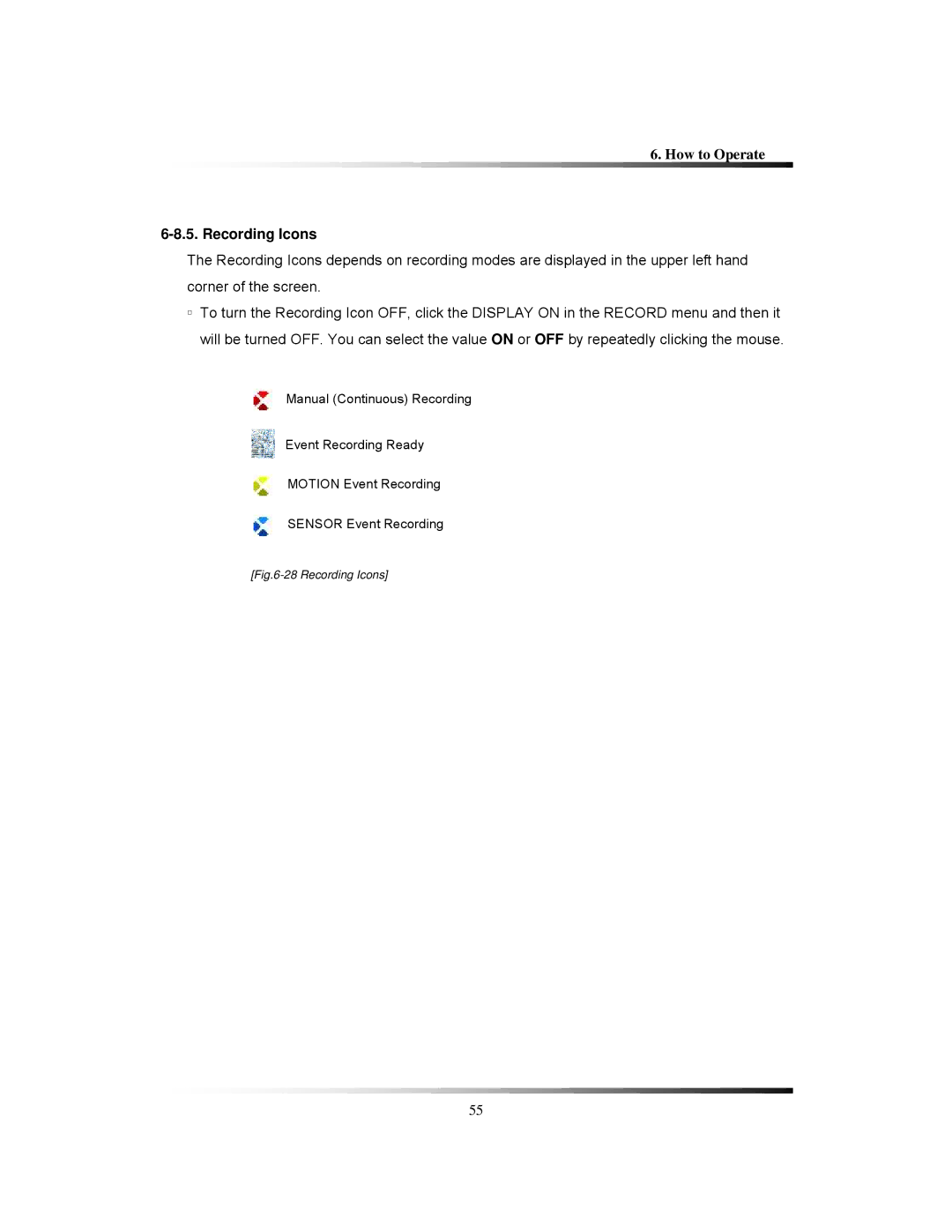 Clover Electronics LCD2288DVR, TFT2284C, TFT2288C, LCD2284DVR instruction manual Recording Icons 