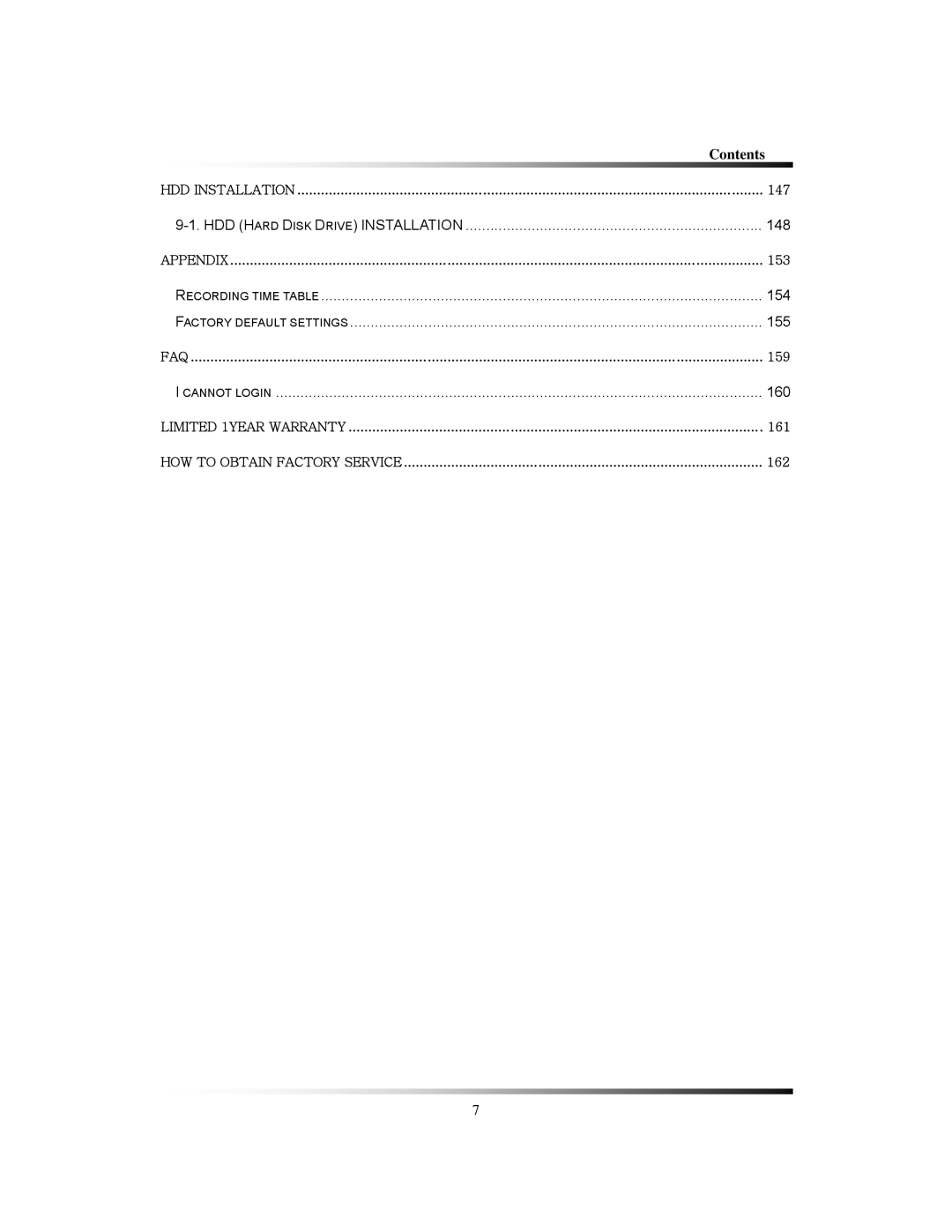 Clover Electronics LCD2288DVR, TFT2284C, TFT2288C, LCD2284DVR instruction manual 148, 154, 155, 160 