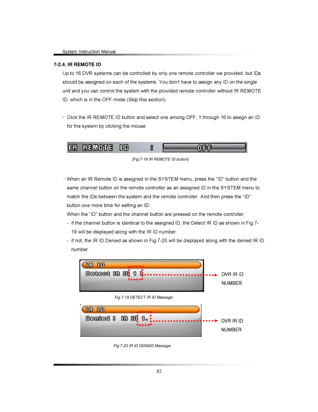 Clover Electronics LCD2284DVR, TFT2284C, TFT2288C, LCD2288DVR instruction manual IR Remote ID, DVR IR ID Number 