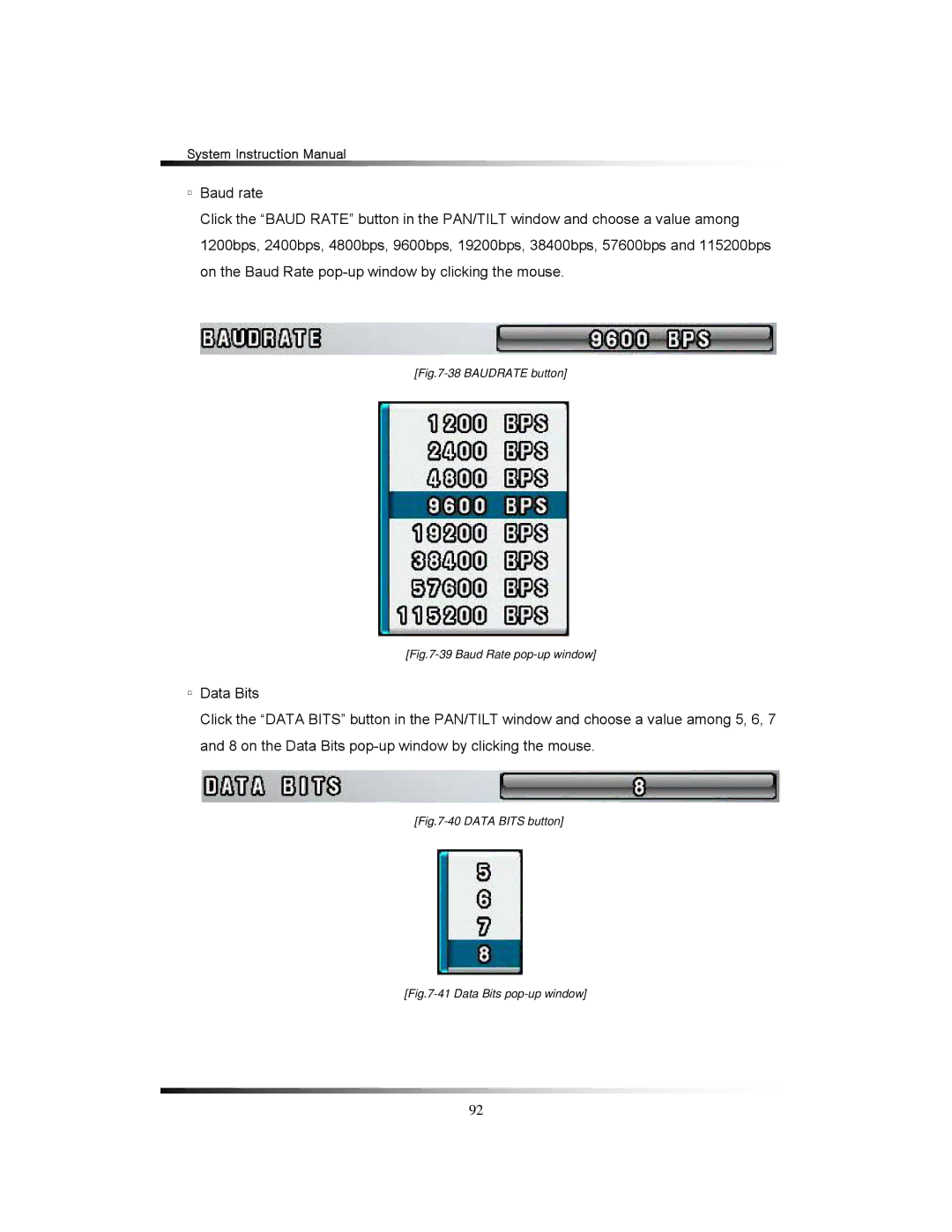 Clover Electronics TFT2284C, TFT2288C, LCD2284DVR, LCD2288DVR instruction manual Baudrate button 