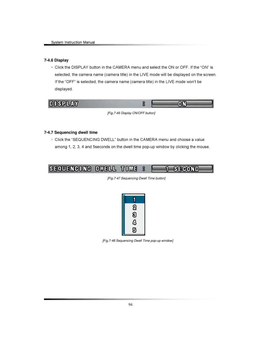 Clover Electronics LCD2284DVR, TFT2284C, TFT2288C, LCD2288DVR instruction manual Display, Sequencing dwell time 