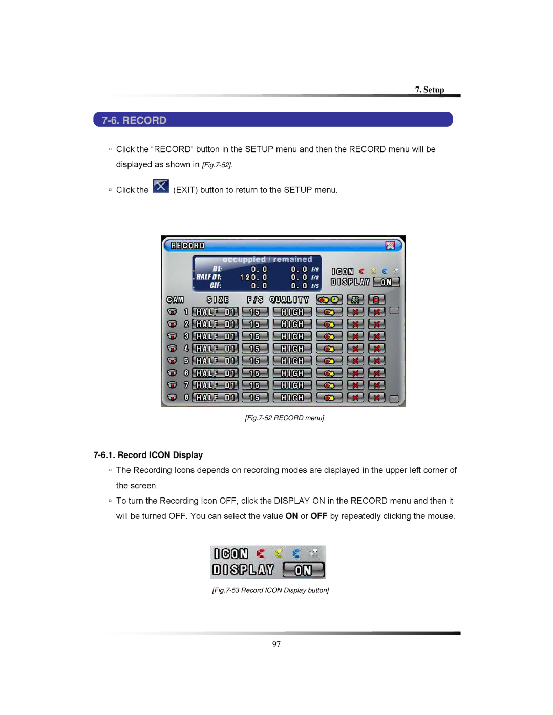 Clover Electronics TFT2288C, TFT2284C, LCD2284DVR, LCD2288DVR instruction manual Record Icon Display 