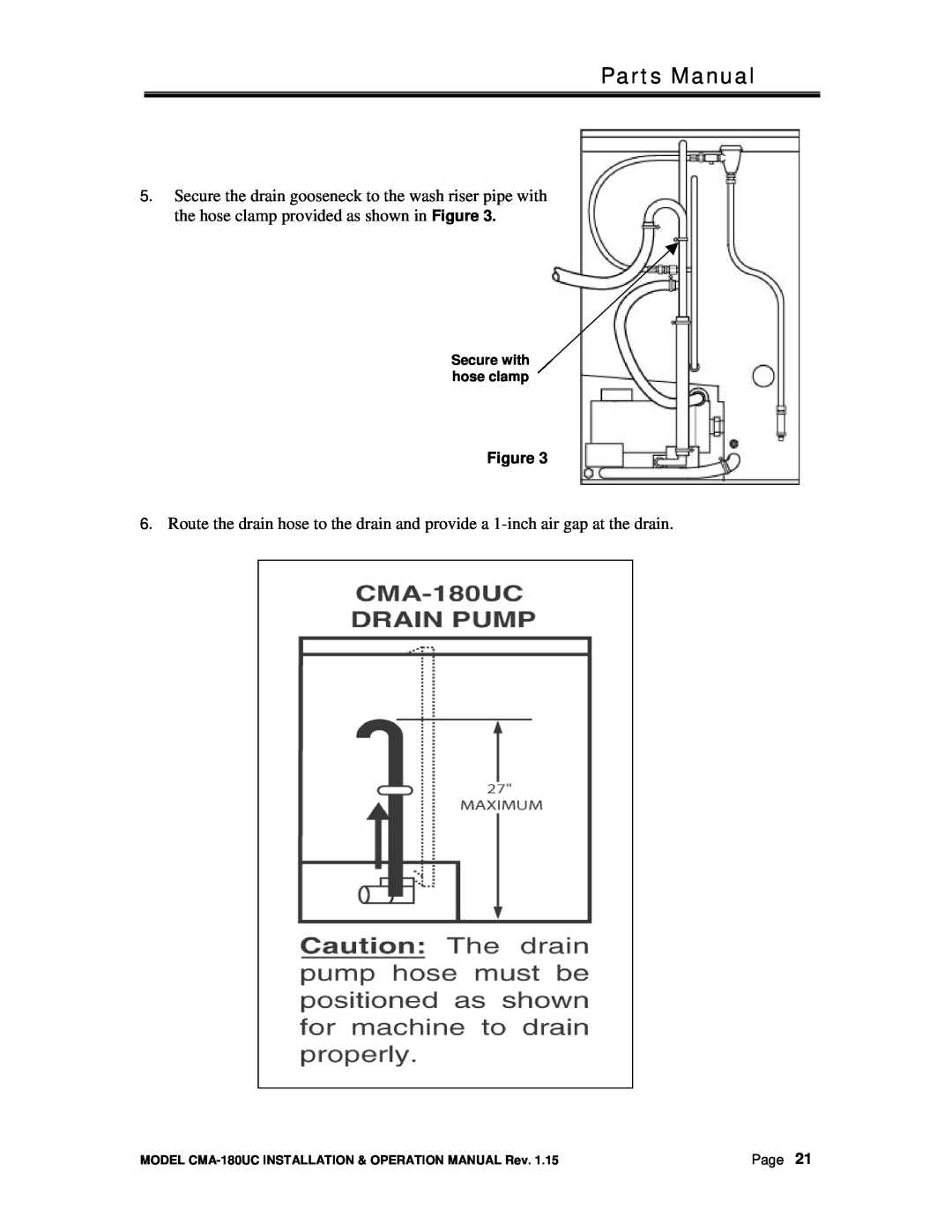 CMA Dishmachines CMA-180UC manual Parts Manual 