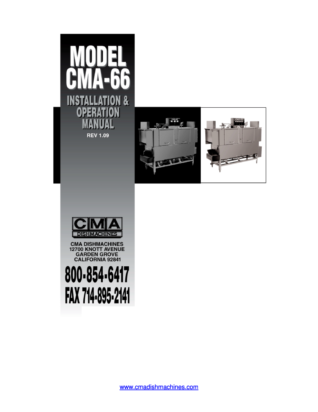 CMA Dishmachines CMA-66 manual 