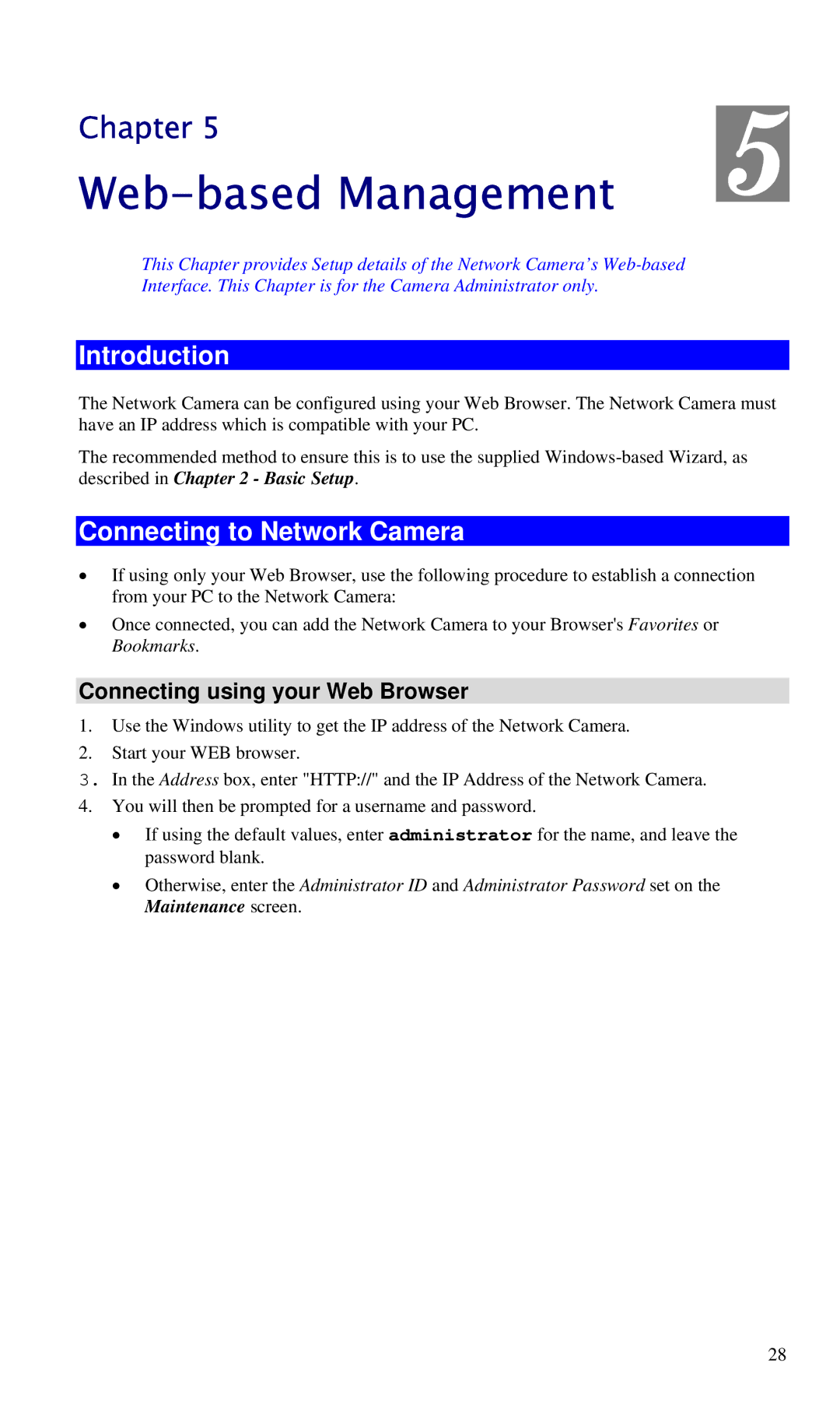 CNET CIC-930W manual Web-based Management, Connecting to Network Camera, Connecting using your Web Browser 