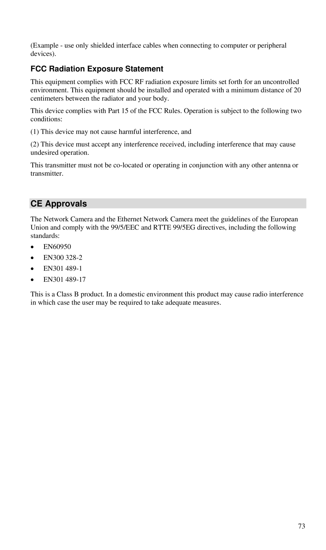 CNET CIC-930W manual CE Approvals, FCC Radiation Exposure Statement 