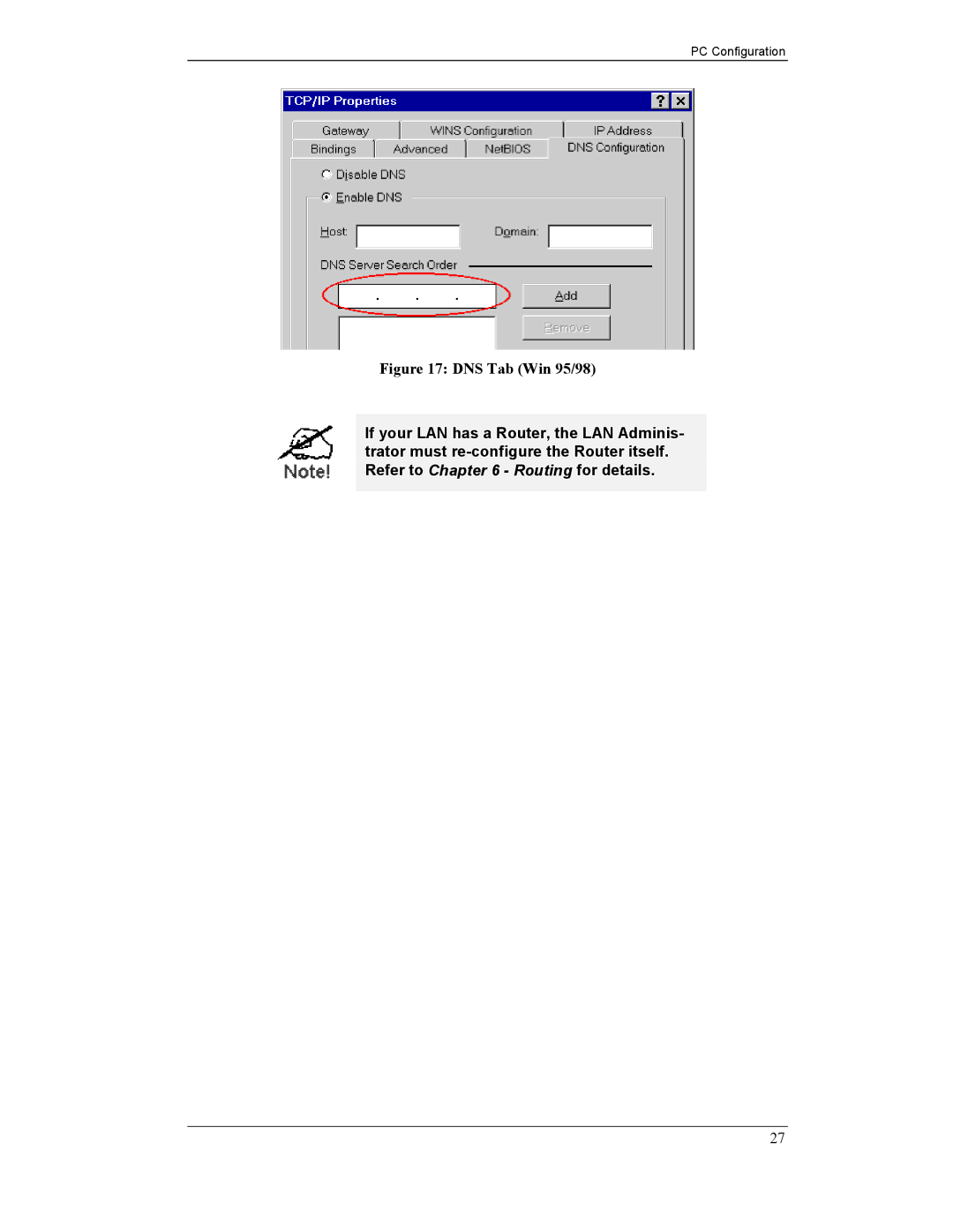 CNET CNWR-811P manual DNS Tab Win 95/98 