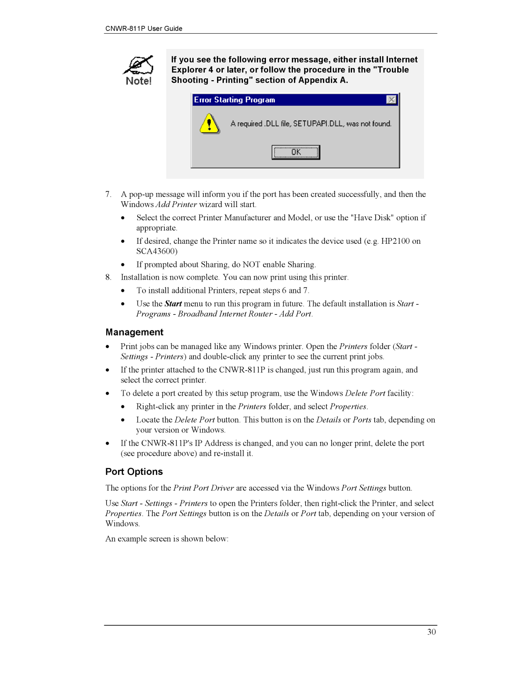 CNET CNWR-811P manual Management, Port Options 