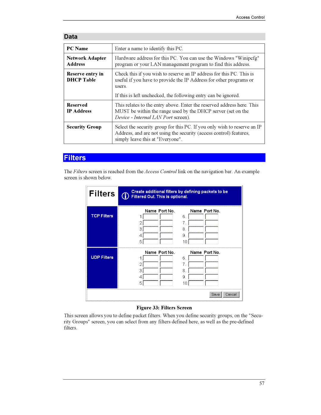 CNET CNWR-811P manual Filters 