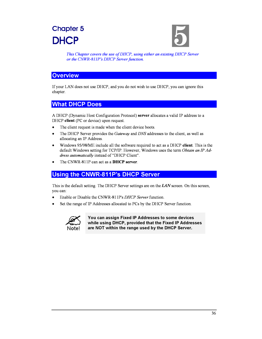 CNET manual Dhcp, What DHCP Does, Using the CNWR-811Ps DHCP Server, Chapter, Overview 