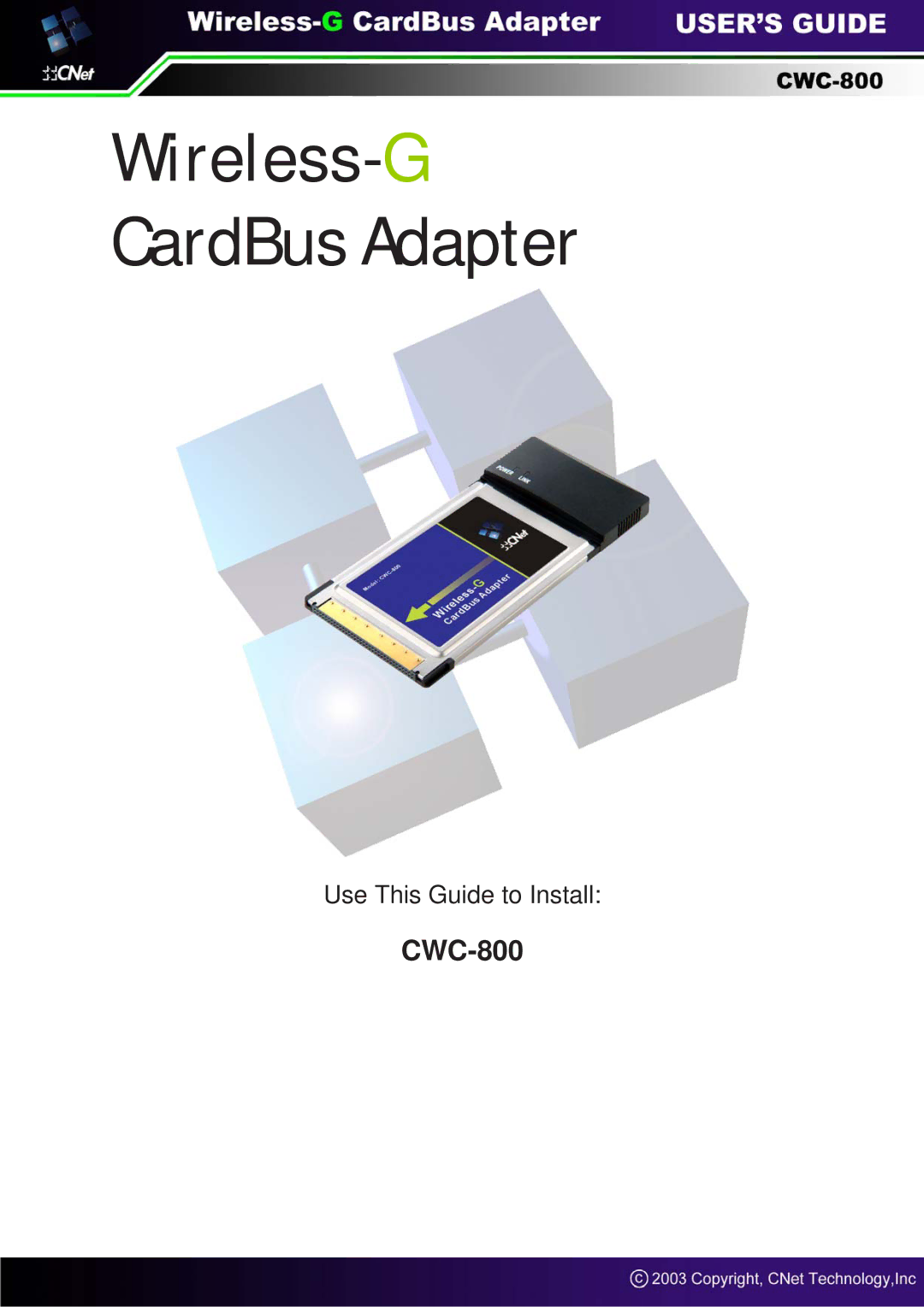 CNET CWC-800 manual Wireless-GCardBus Adapter 