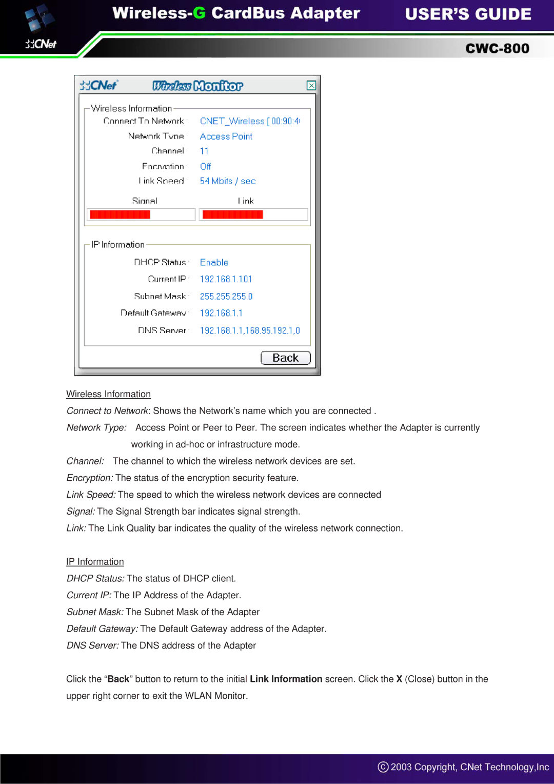 CNET CWC-800 manual 