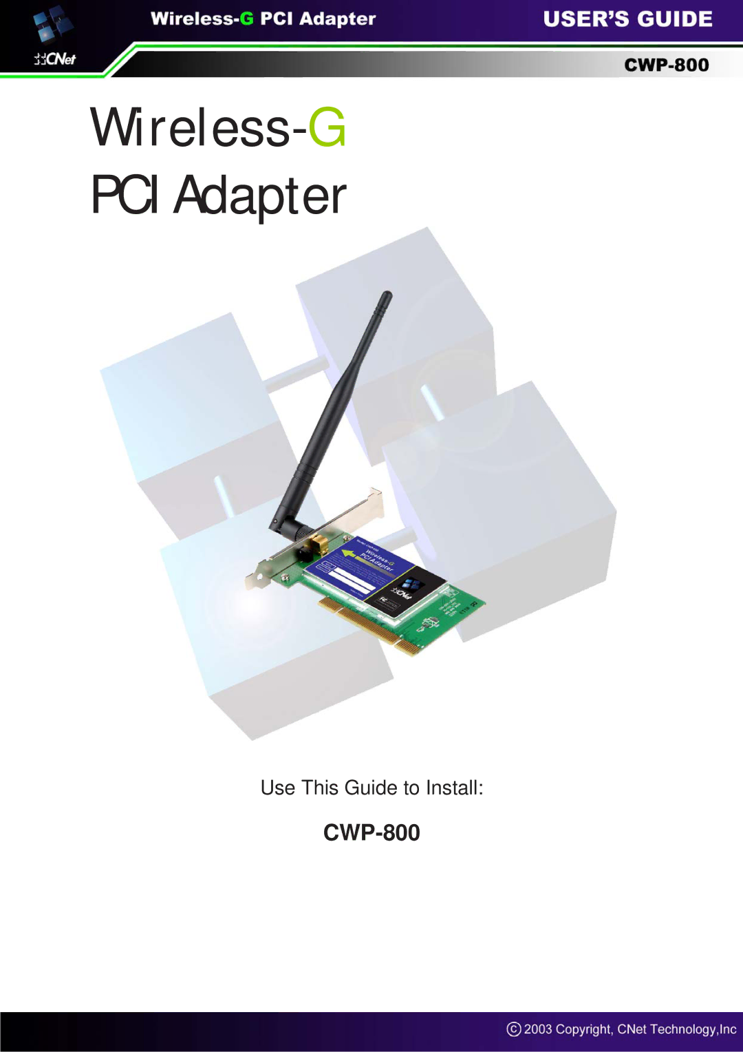 CNET CWP-800 manual Wireless-G PCI Adapter 