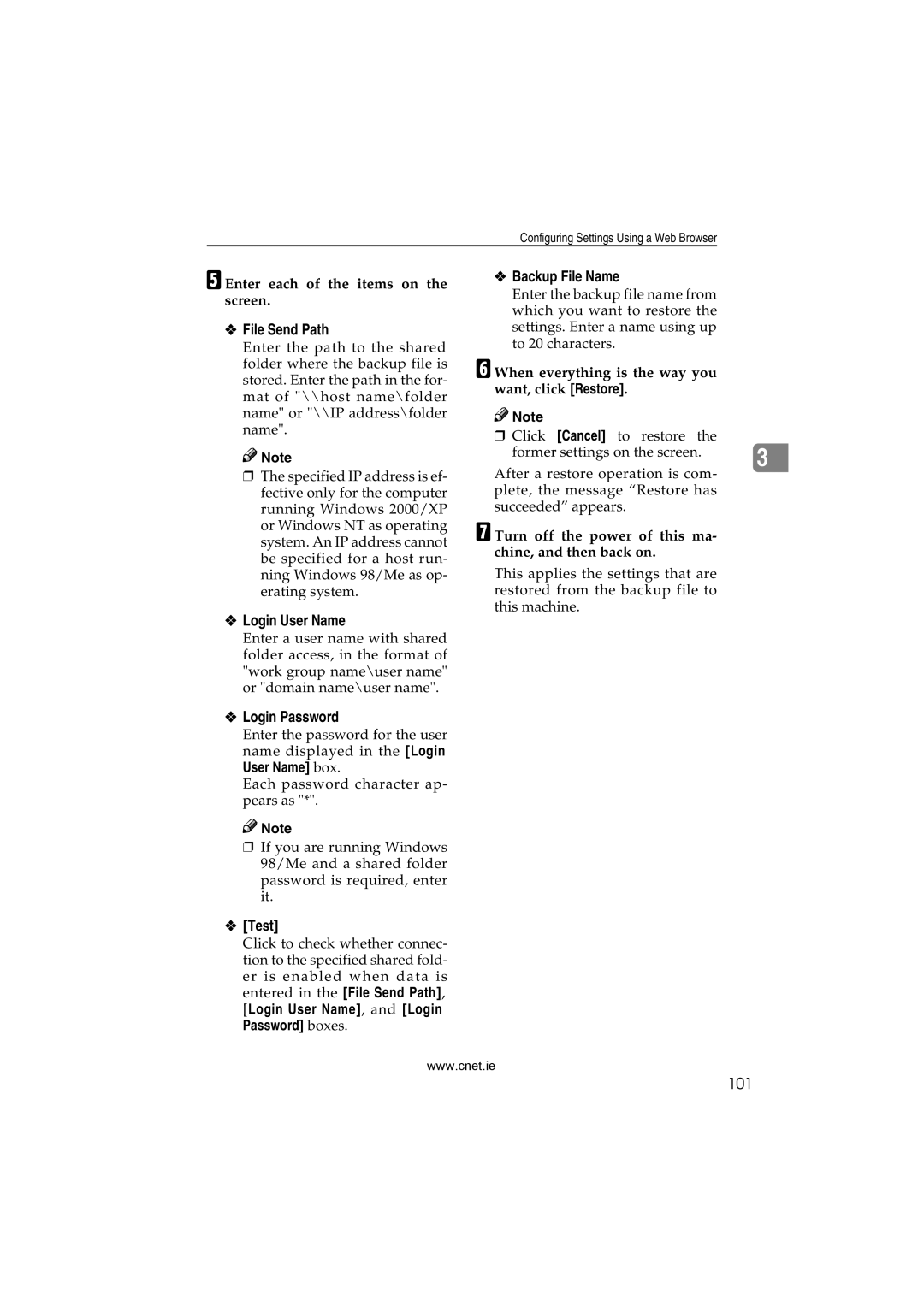 CNET Printer/Fax/Scanner/Copier appendix 101, Enter each of the items on the screen 