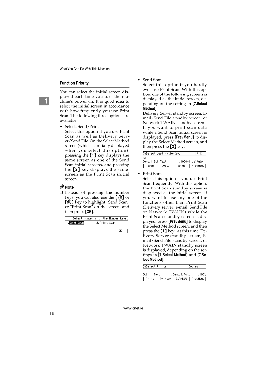 CNET Printer/Fax/Scanner/Copier appendix Function Priority 