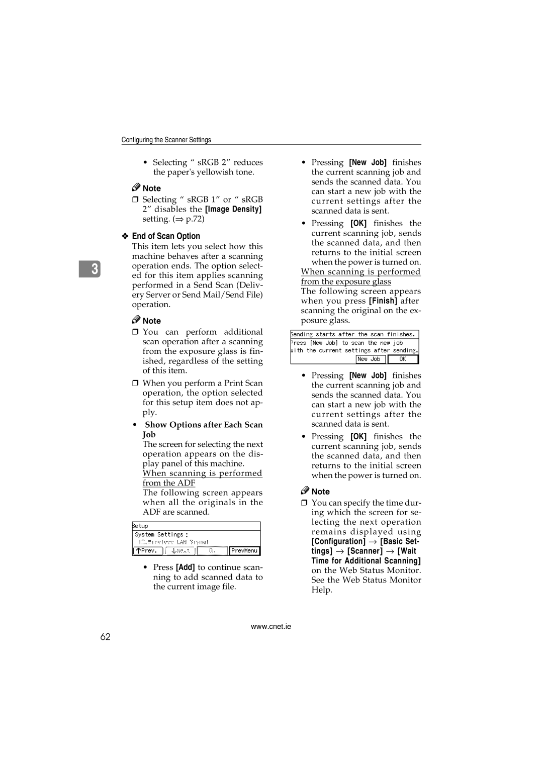 CNET Printer/Fax/Scanner/Copier appendix End of Scan Option, Show Options after Each Scan Job 