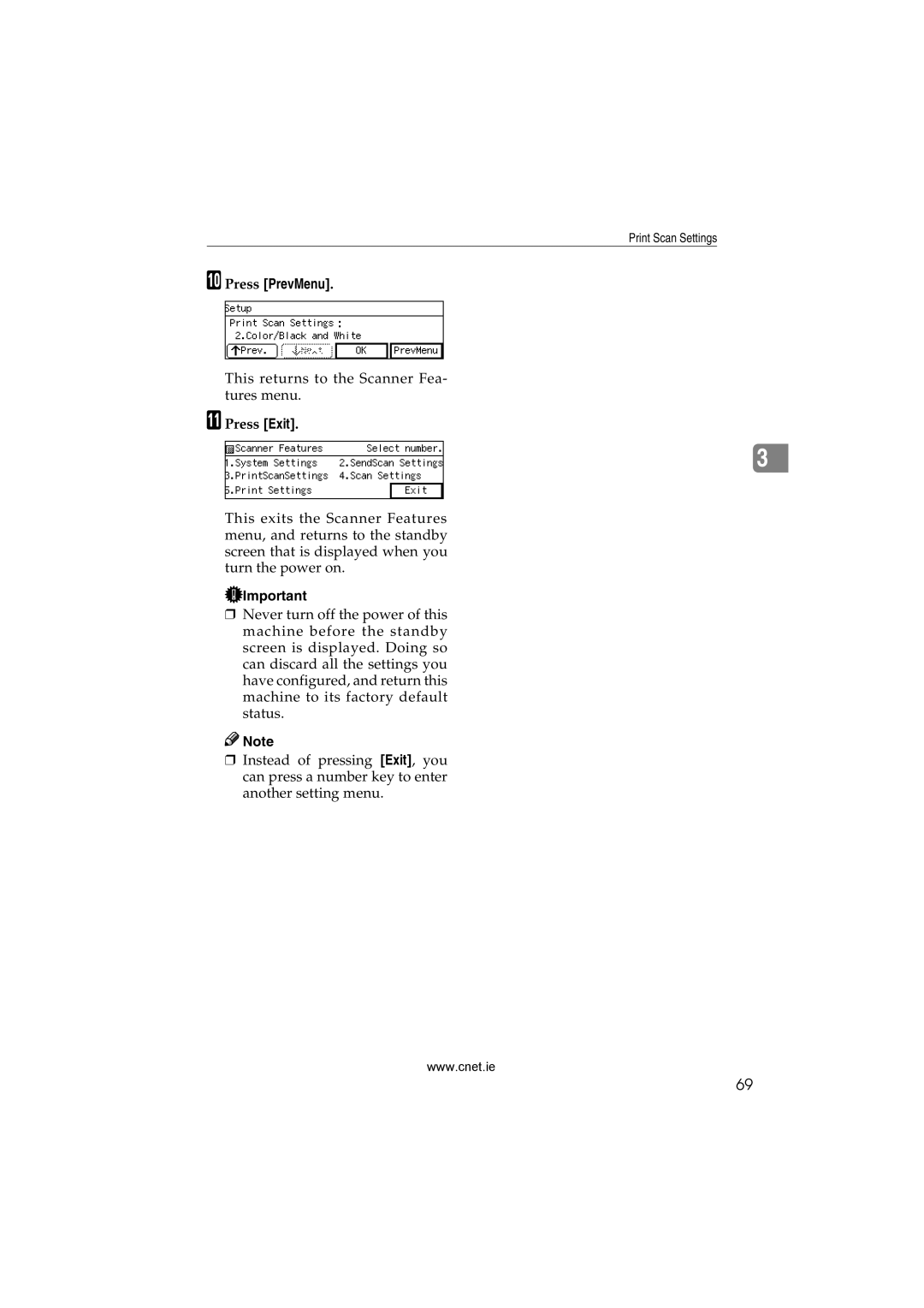 CNET Printer/Fax/Scanner/Copier appendix Press PrevMenu 