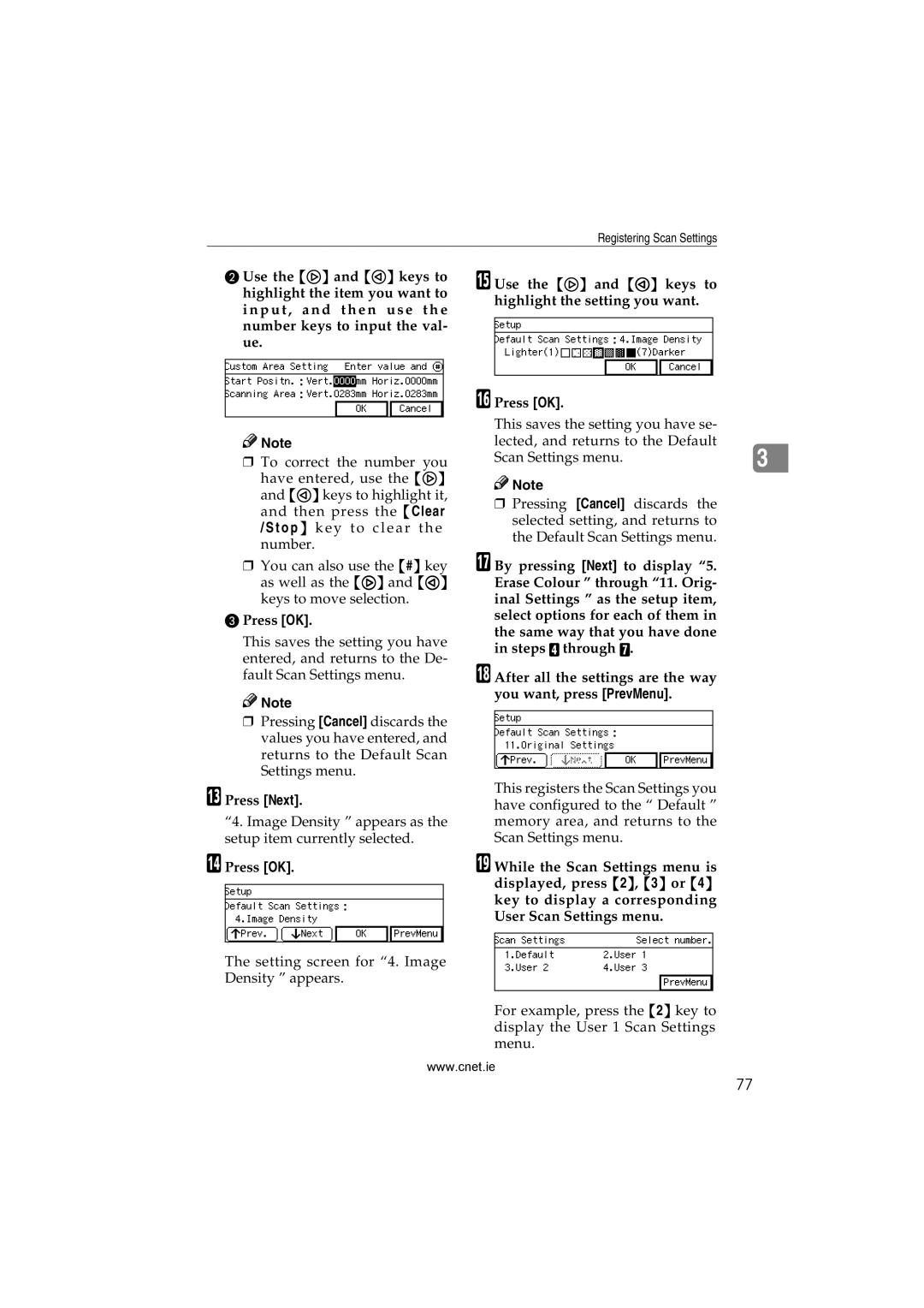 CNET Printer/Fax/Scanner/Copier appendix Image Density appears as the setup item currently selected 