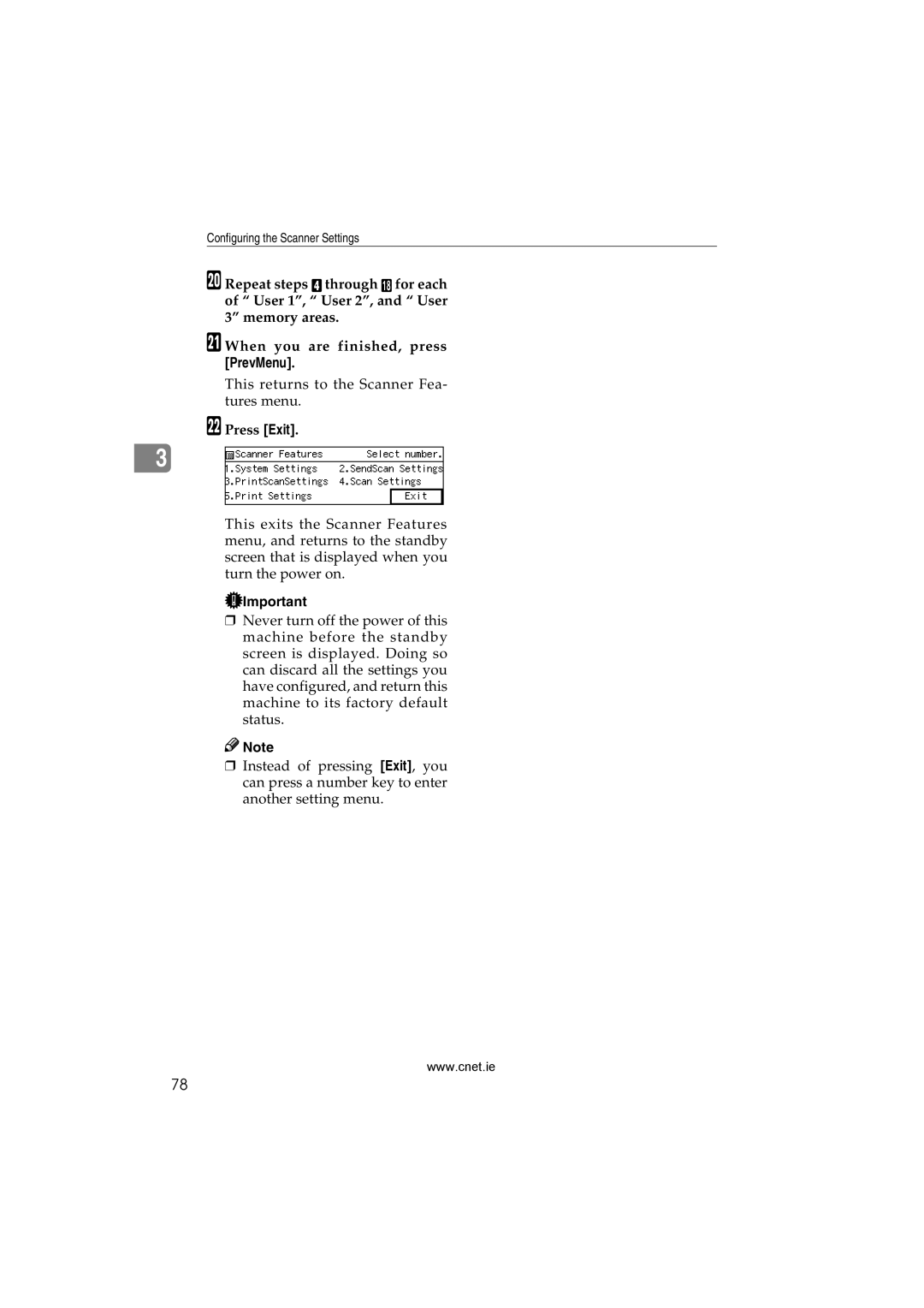 CNET Printer/Fax/Scanner/Copier appendix Press Exit 