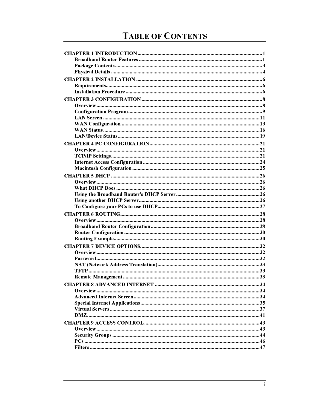 CNet Technology CNIG904S manual Table of Contents 