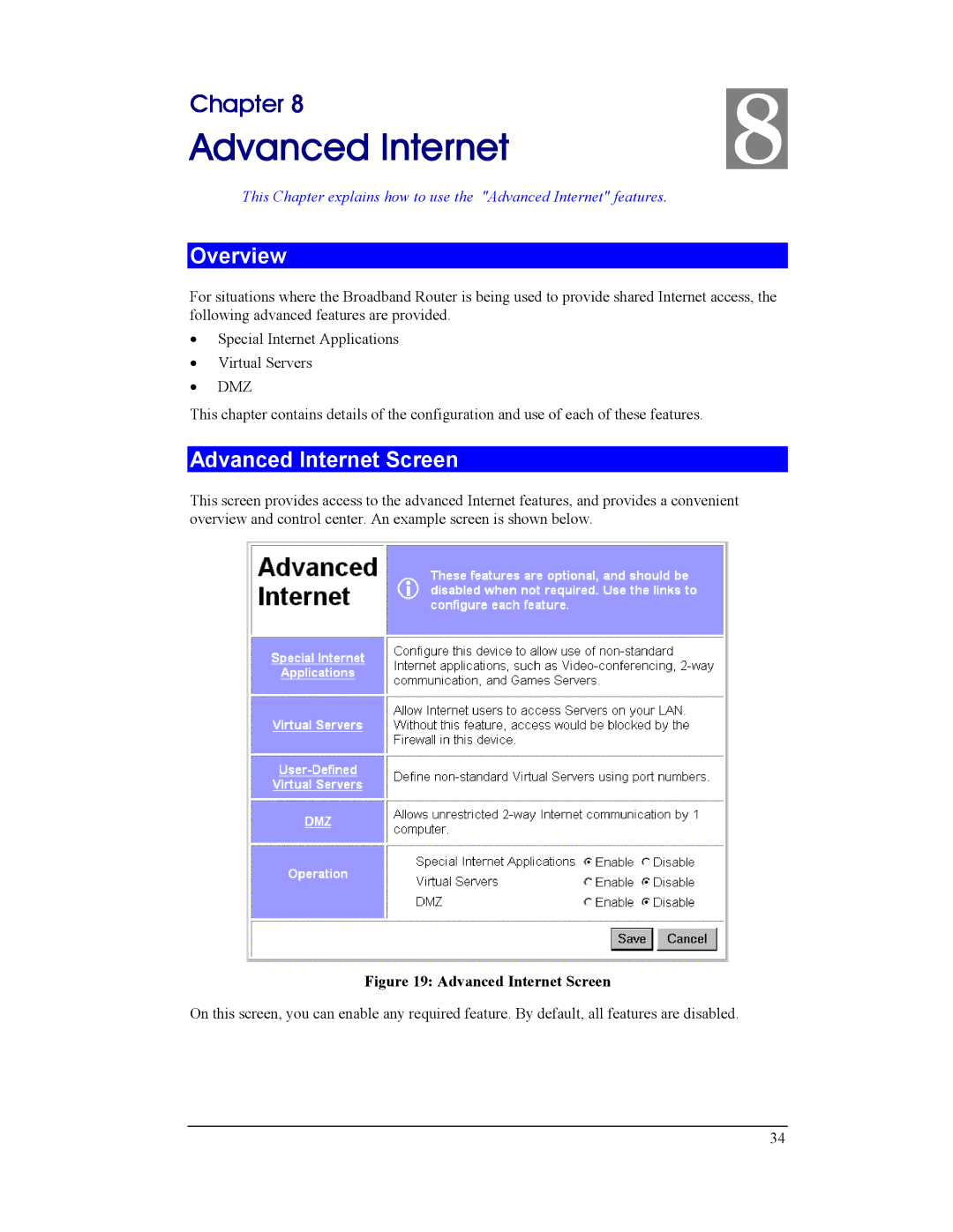 CNet Technology CNIG904S manual Advanced Internet Screen 