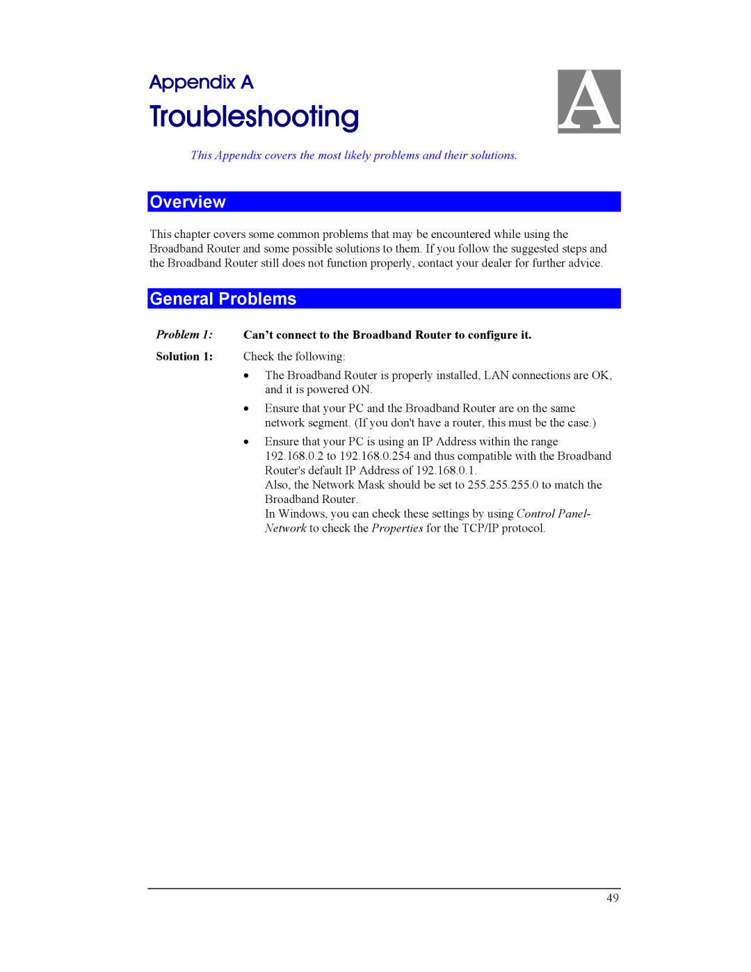 CNet Technology CNIG904S manual Troubleshooting, General Problems 