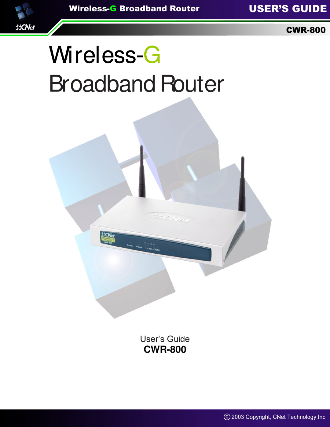 CNet Technology CWR-800 manual Broadband Router 