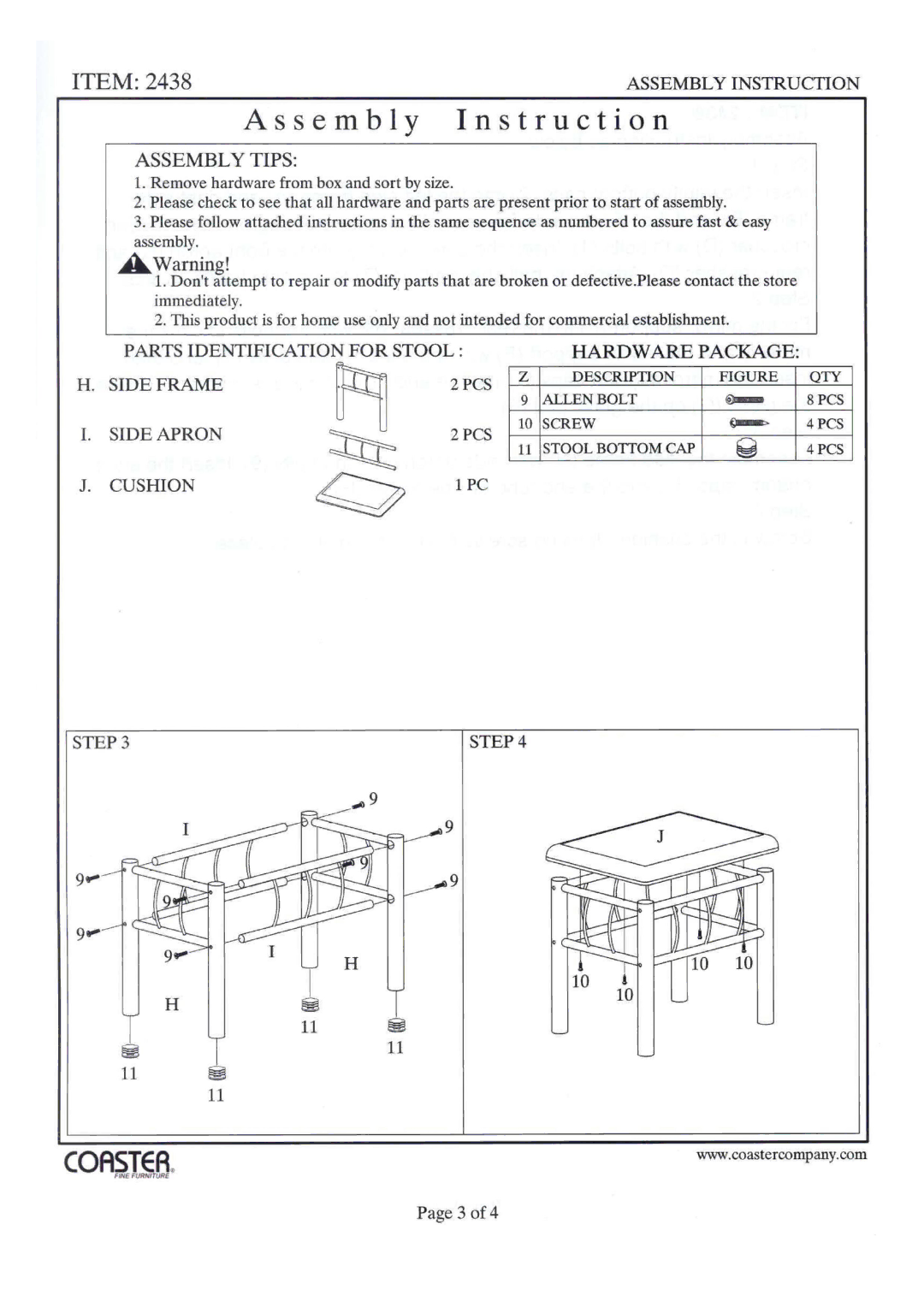 Coast 2438 manual 