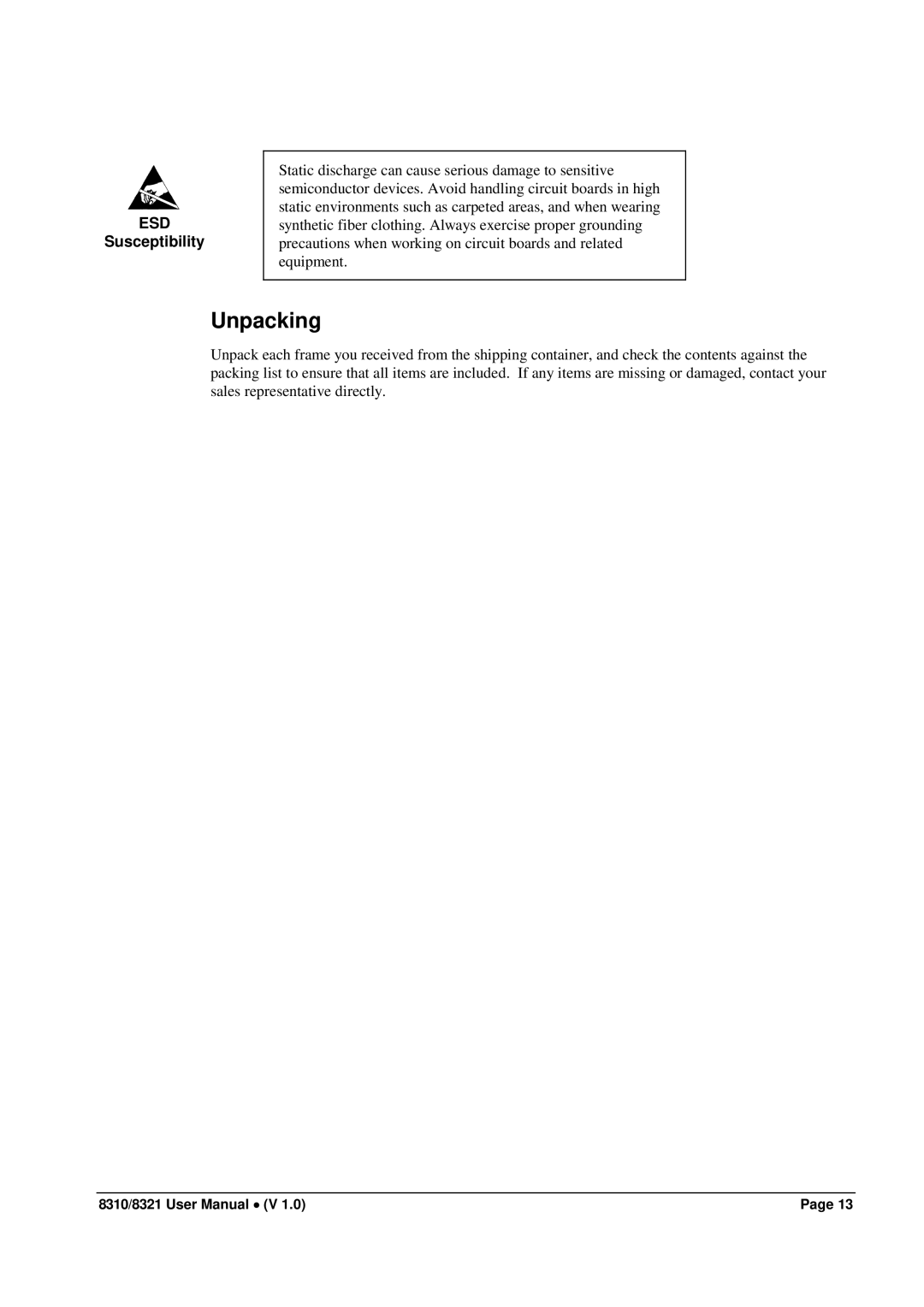 Cobalt Networks 8321(-C), 8310(-C) user manual Unpacking 