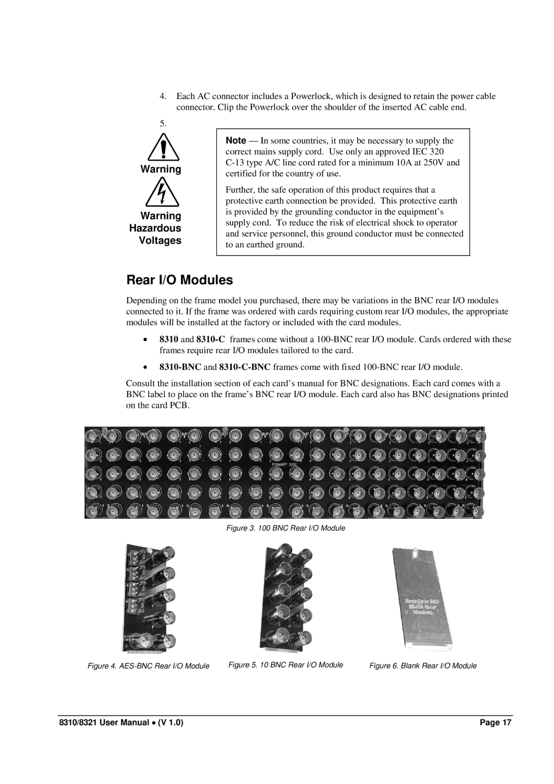 Cobalt Networks 8321(-C), 8310(-C) user manual Rear I/O Modules, BNC Rear I/O Module 