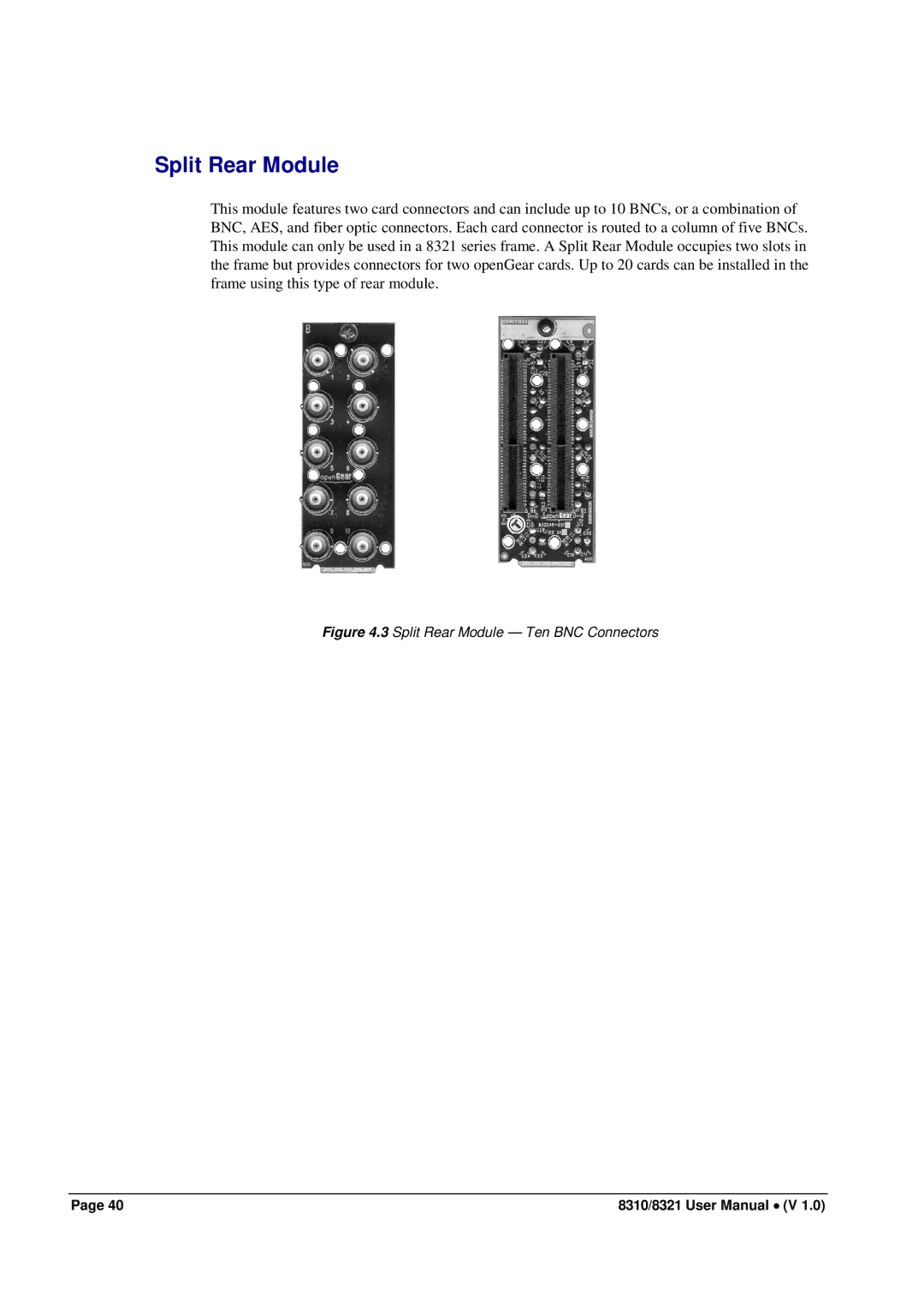 Cobalt Networks 8310(-C), 8321(-C) user manual Split Rear Module 