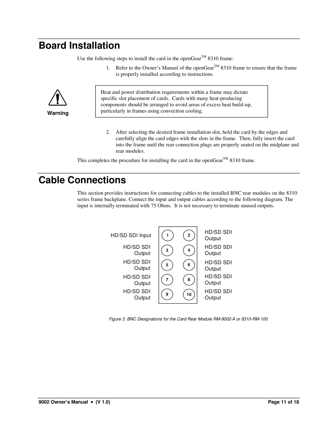 Cobalt Networks 9002 owner manual Board Installation, Cable Connections 