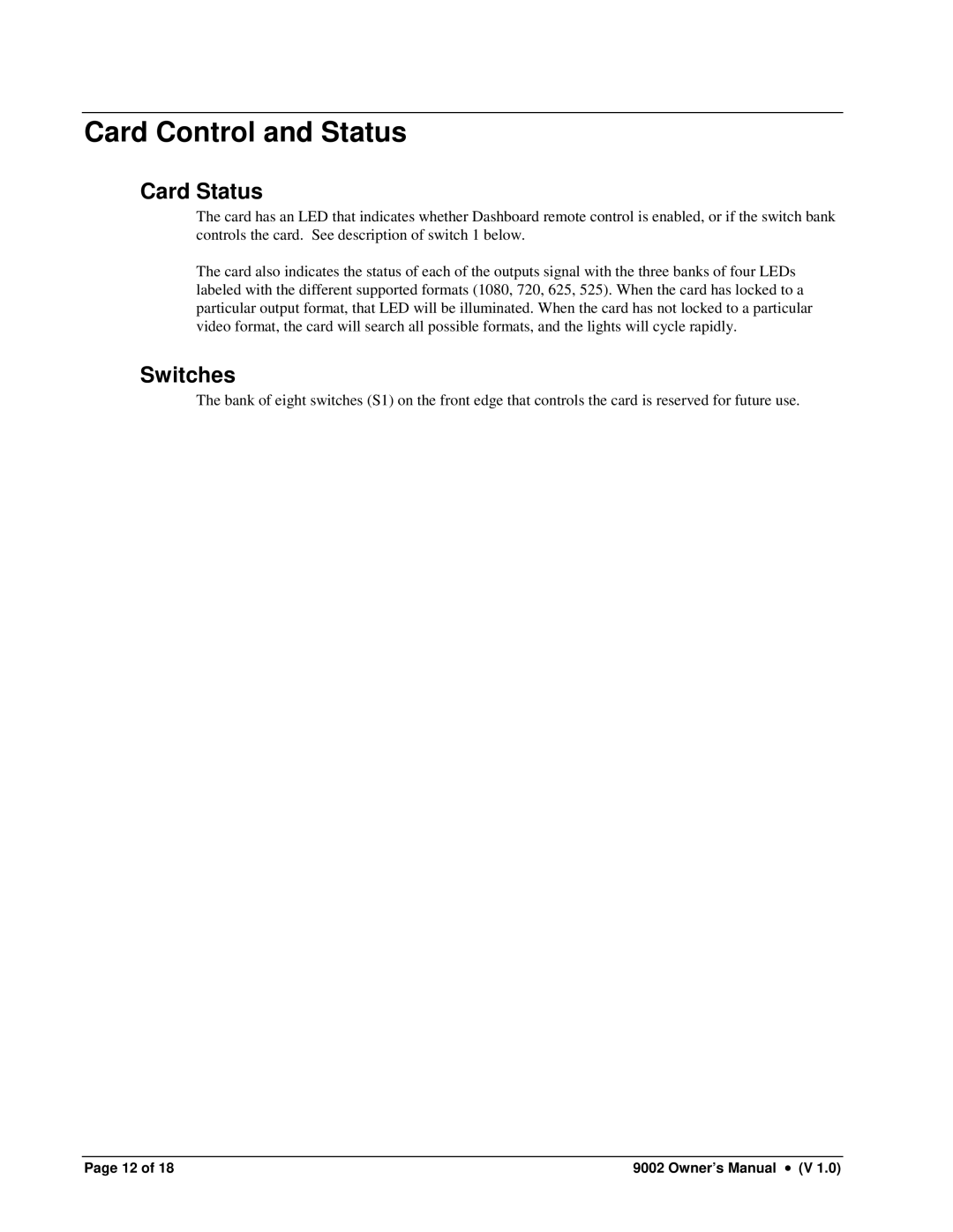 Cobalt Networks 9002 owner manual Card Control and Status, Card Status 