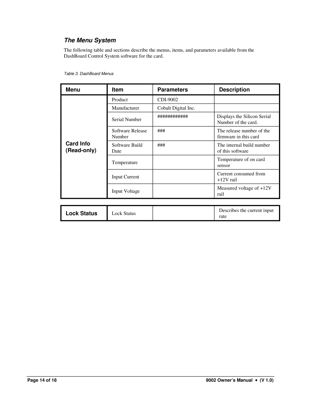 Cobalt Networks 9002 owner manual Menu System 