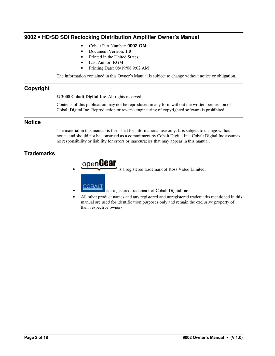 Cobalt Networks 9002 owner manual Copyright, Trademarks 