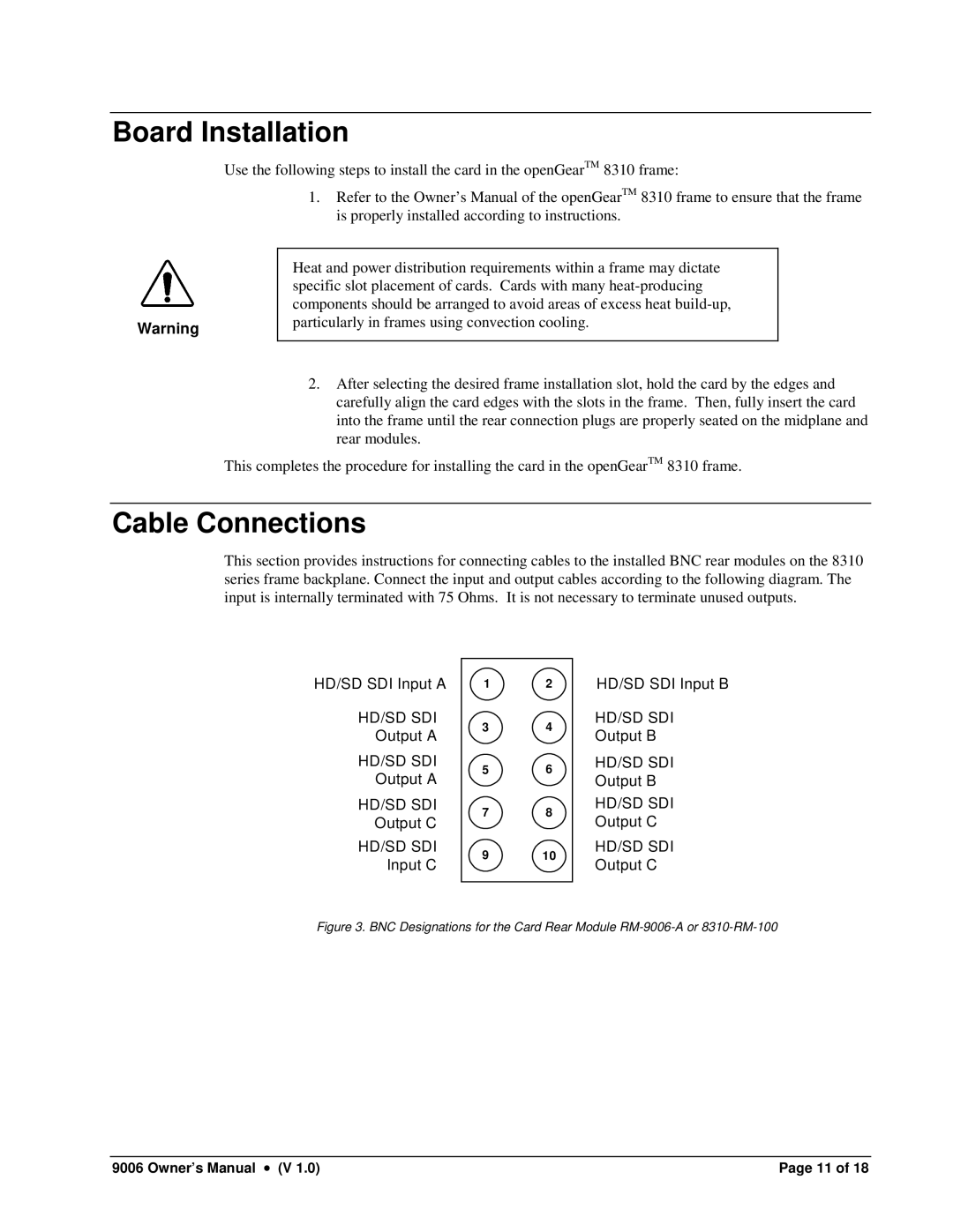 Cobalt Networks 9006 owner manual Board Installation, Cable Connections 