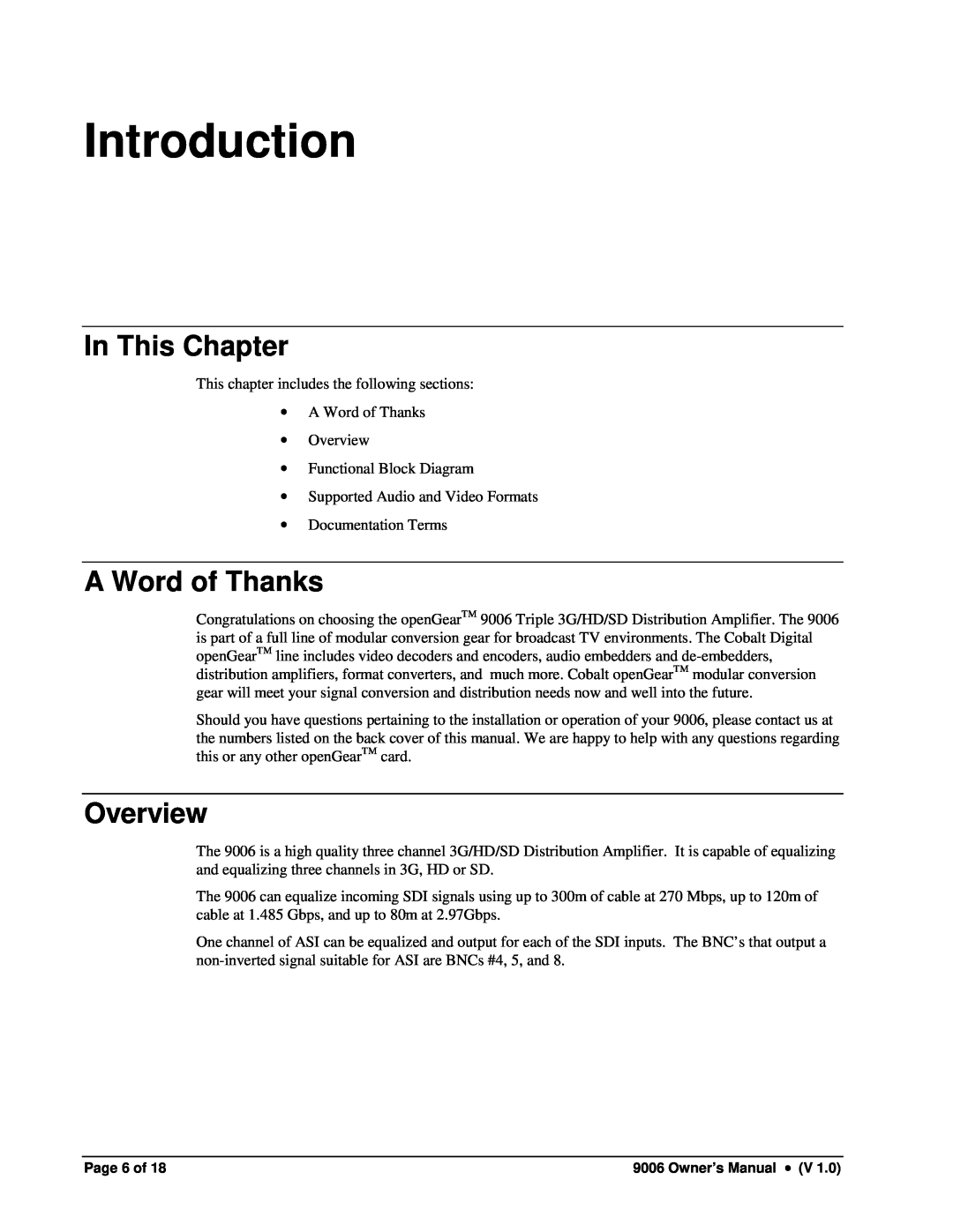 Cobalt Networks 9006 owner manual Introduction, In This Chapter, A Word of Thanks, Overview 