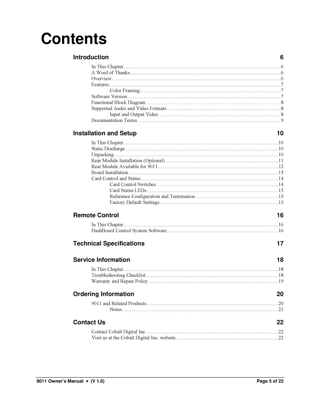 Cobalt Networks 9011 owner manual Contents 