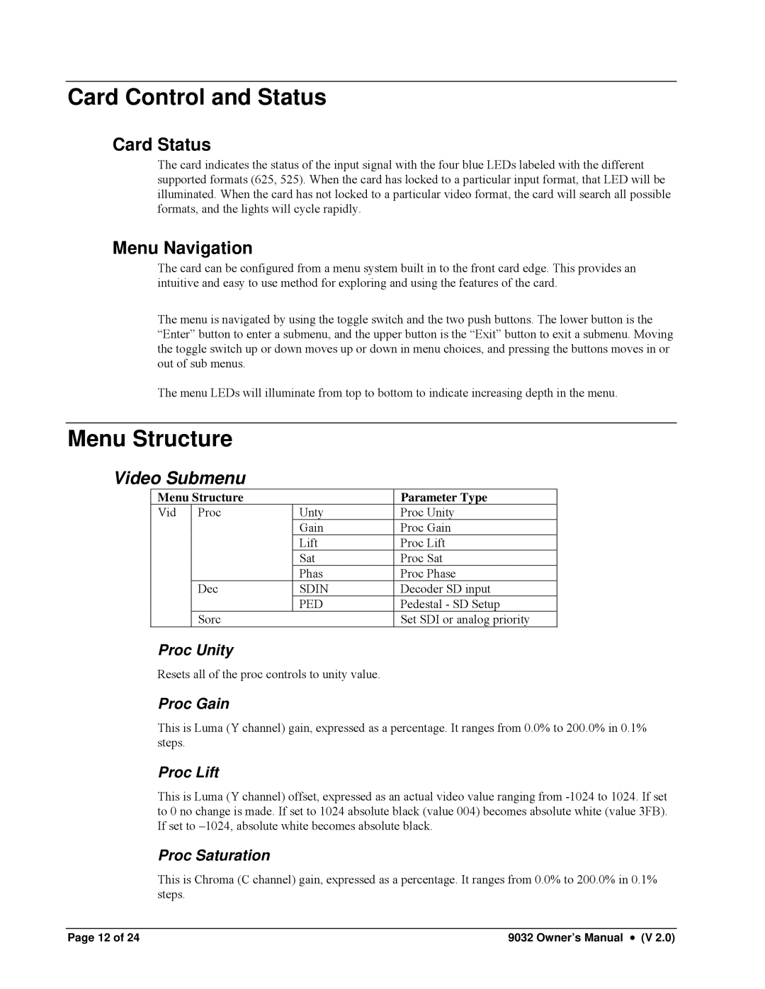 Cobalt Networks 9032-SD owner manual Card Control and Status, Menu Structure 