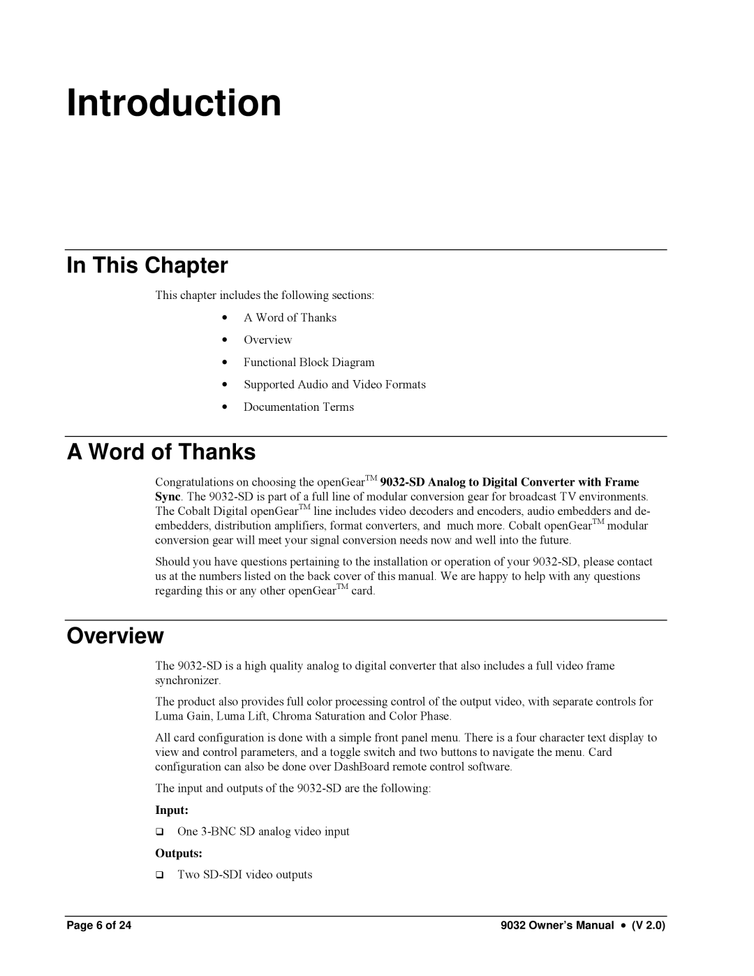 Cobalt Networks 9032-SD owner manual Introduction, This Chapter, Word of Thanks, Overview 