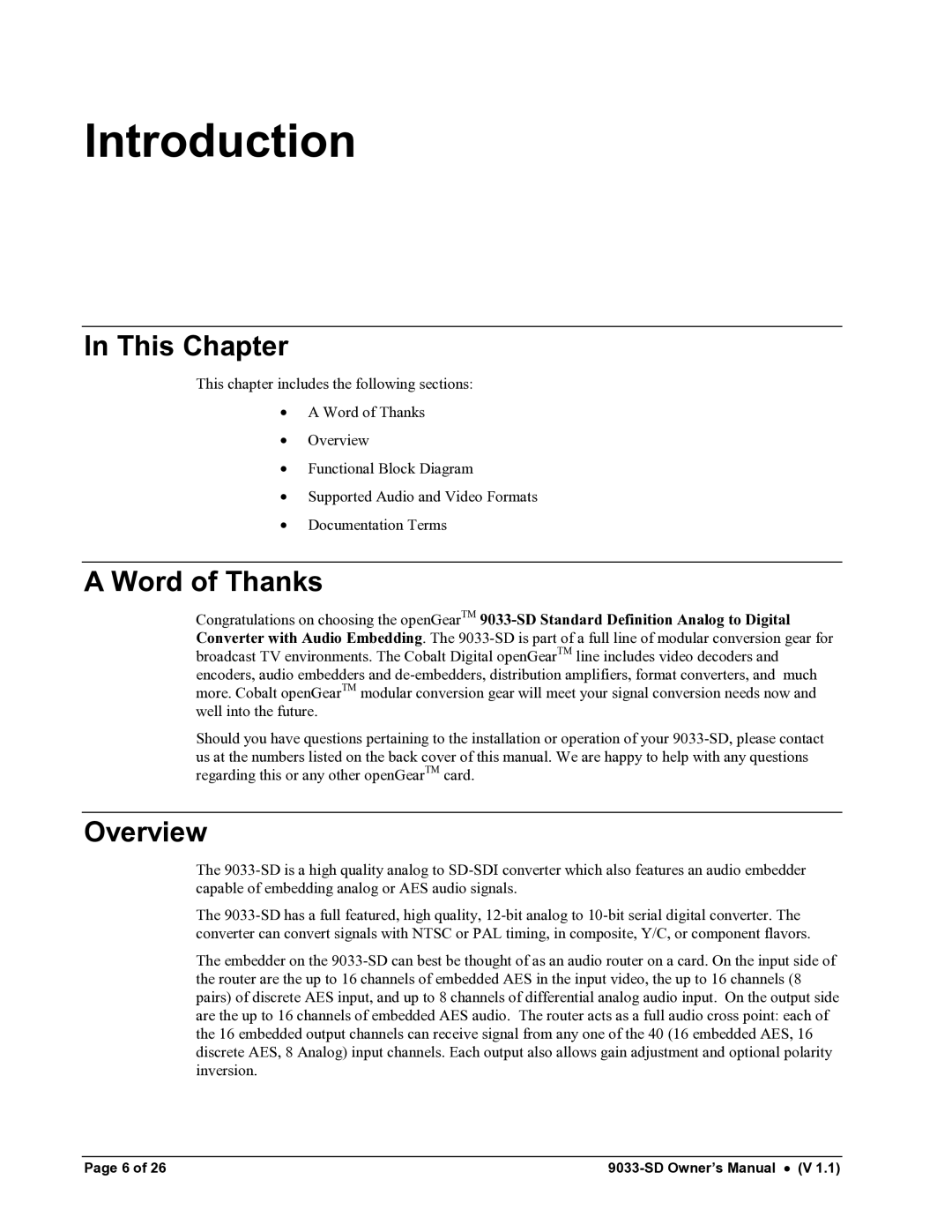 Cobalt Networks 9033-SD owner manual Introduction, This Chapter, Word of Thanks, Overview 