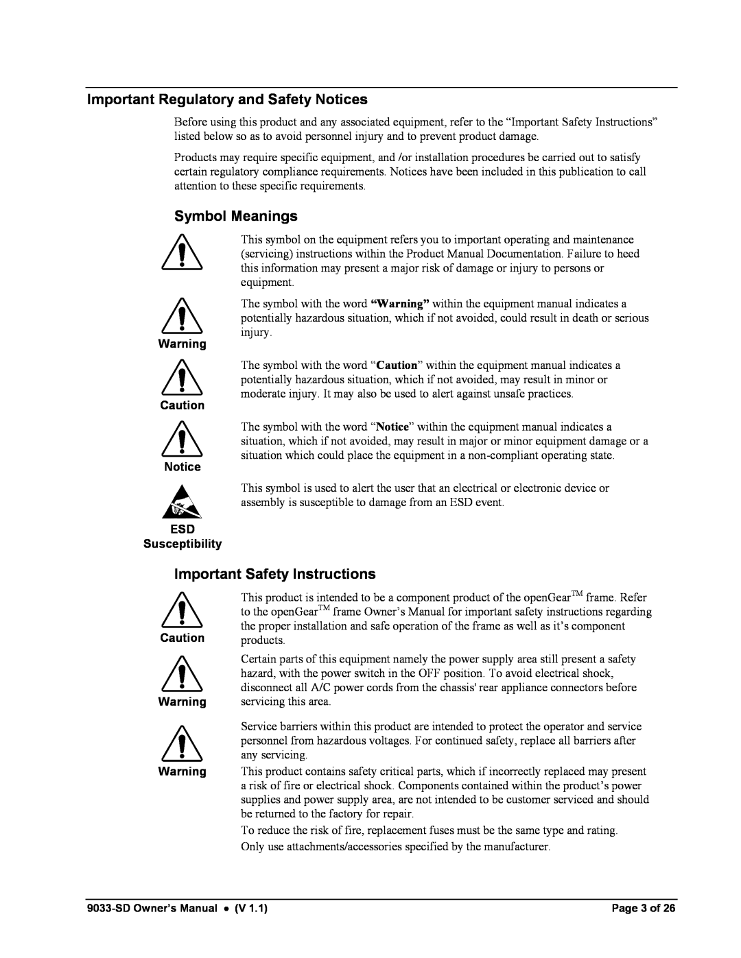 Cobalt Networks 9033-SD Important Regulatory and Safety Notices, Symbol Meanings, Important Safety Instructions 