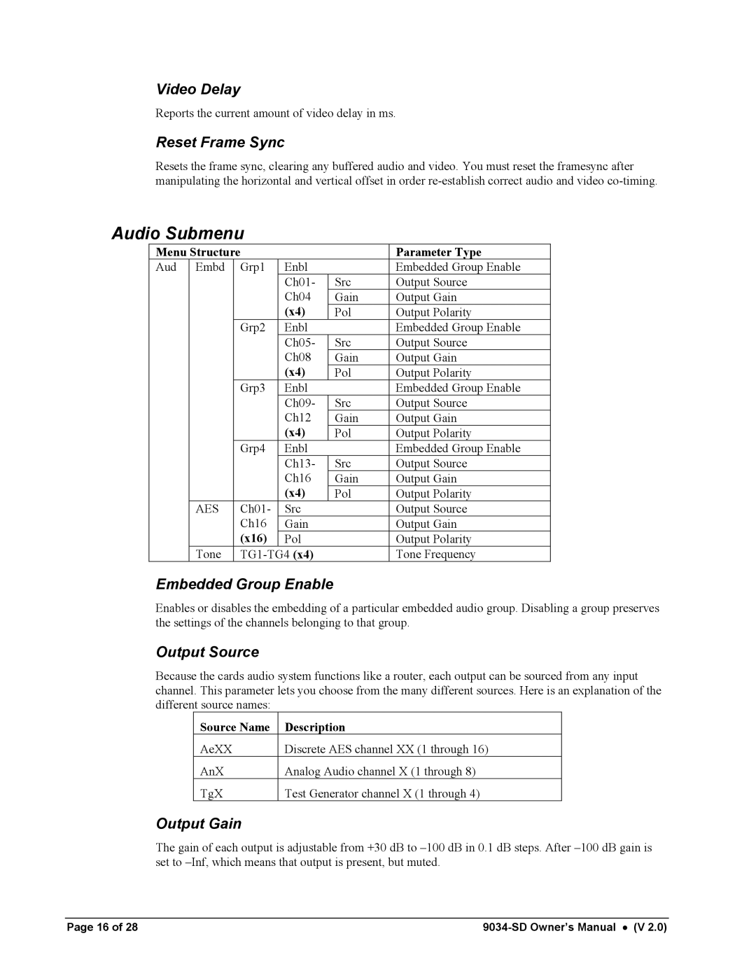 Cobalt Networks 9034-SD owner manual Audio Submenu 