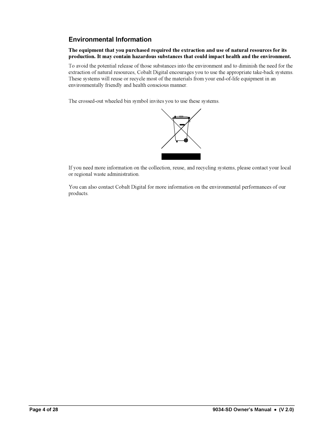 Cobalt Networks 9034-SD owner manual Environmental Information 