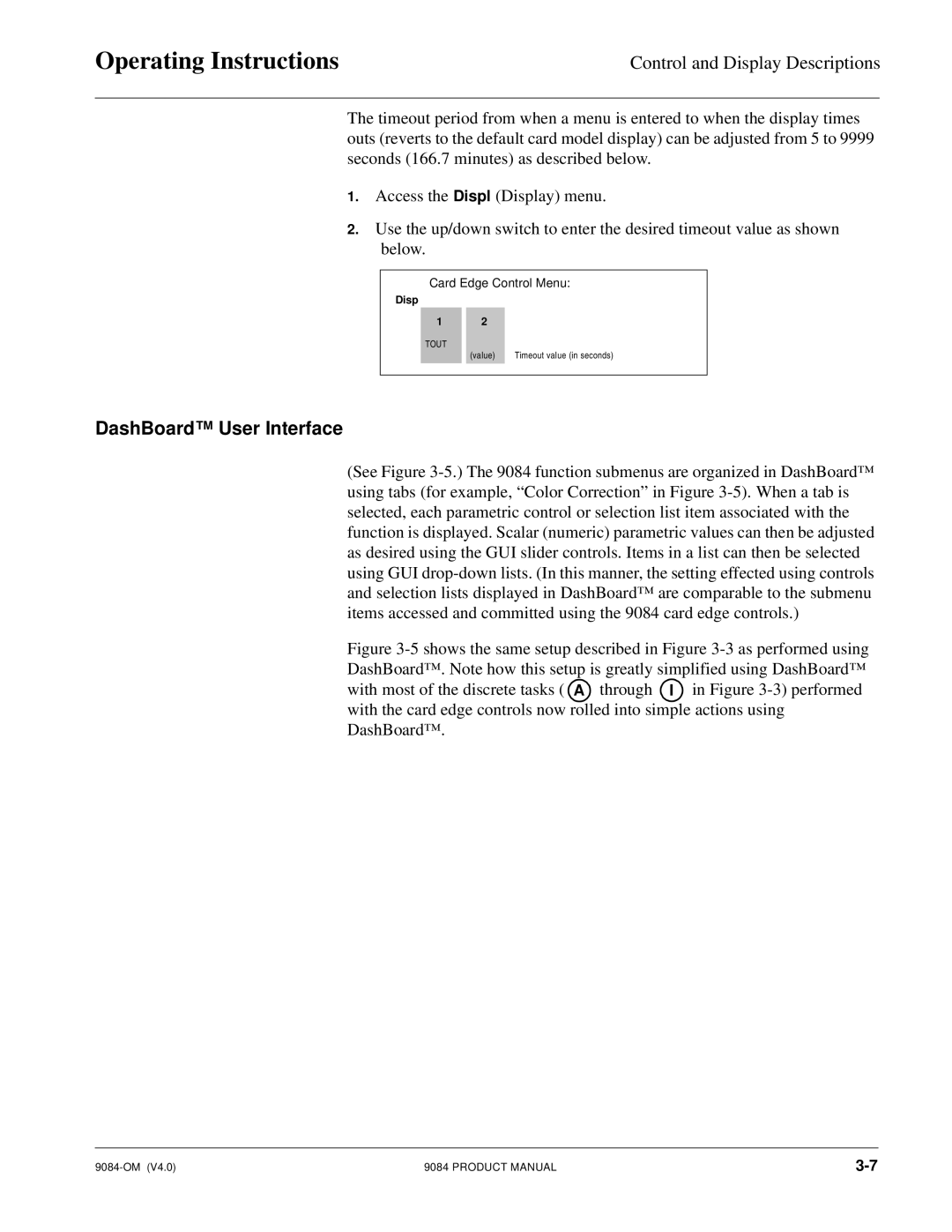 Cobalt Networks 9084 manual DashBoard User Interface 