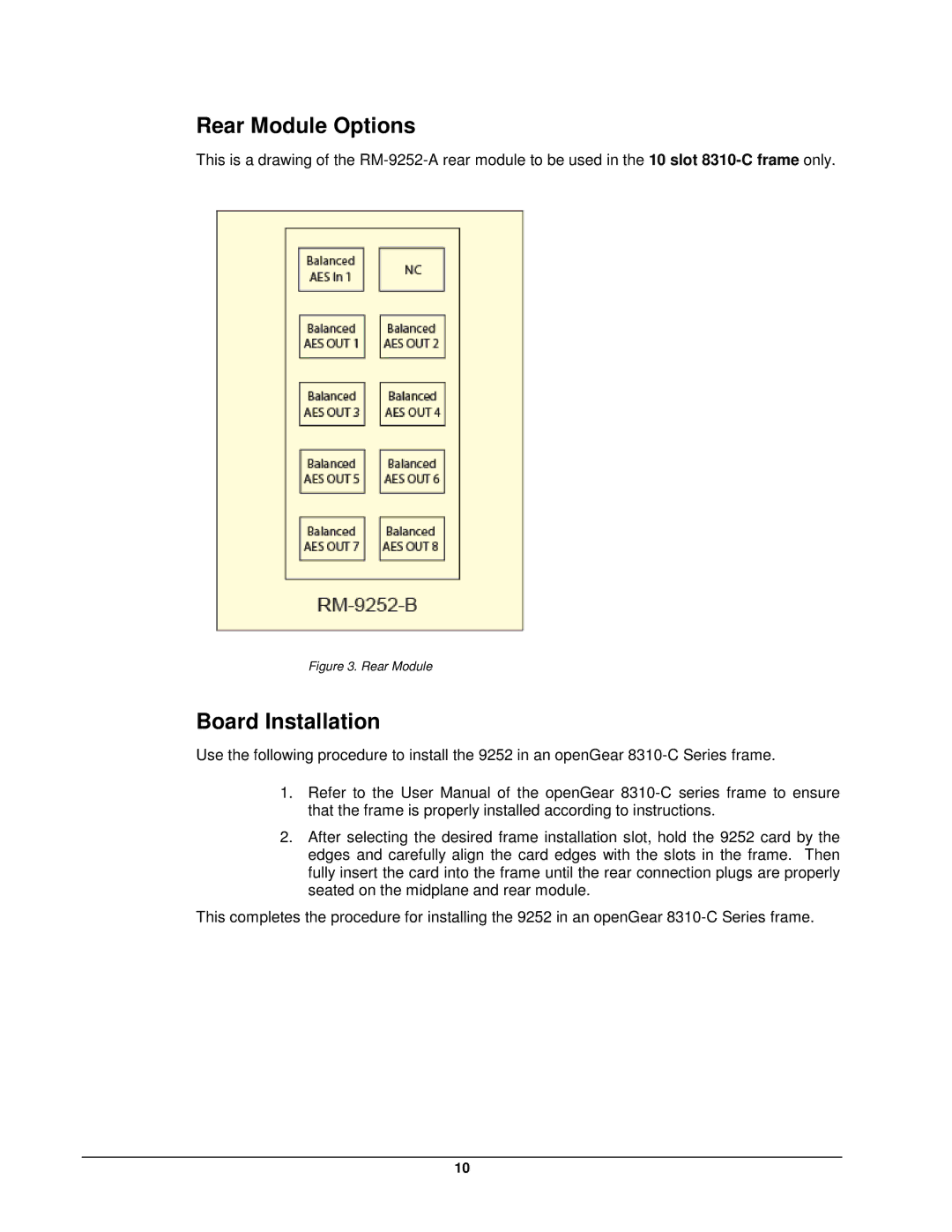 Cobalt Networks 9252 user manual Rear Module Options, Board Installation 